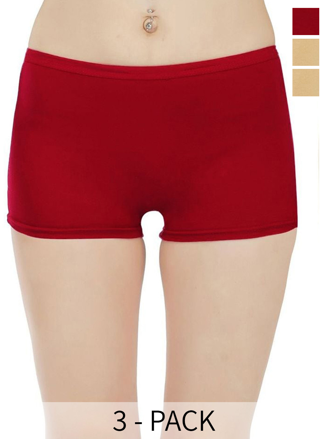 

arLa APPAREL Pack Of 3 Seamless Pure Cotton Boyshorts Briefs, Maroon