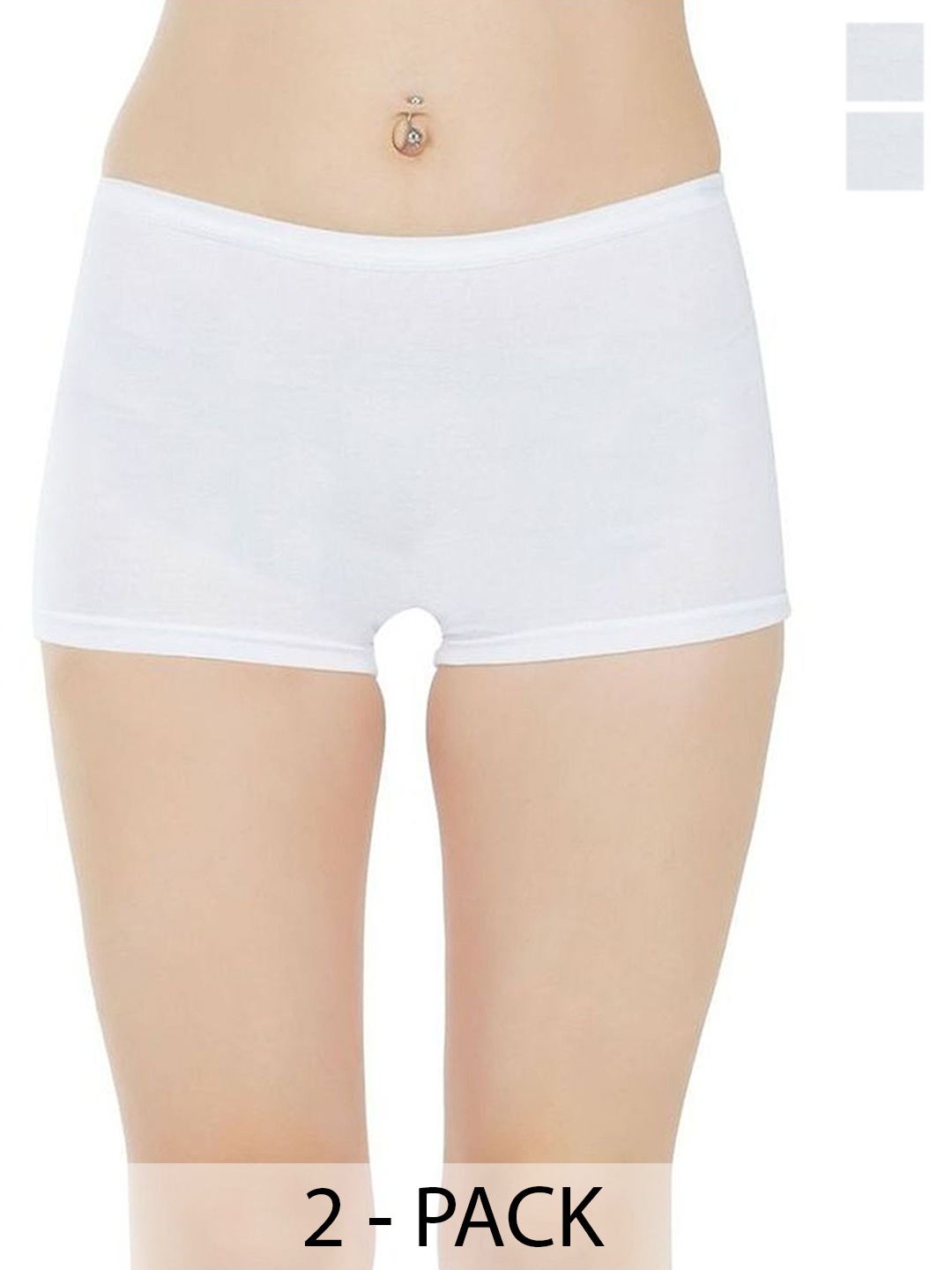 

arLa APPAREL Pack Of 2 Seamless Pure Cotton Boyshorts (P2)_BoyShort-White