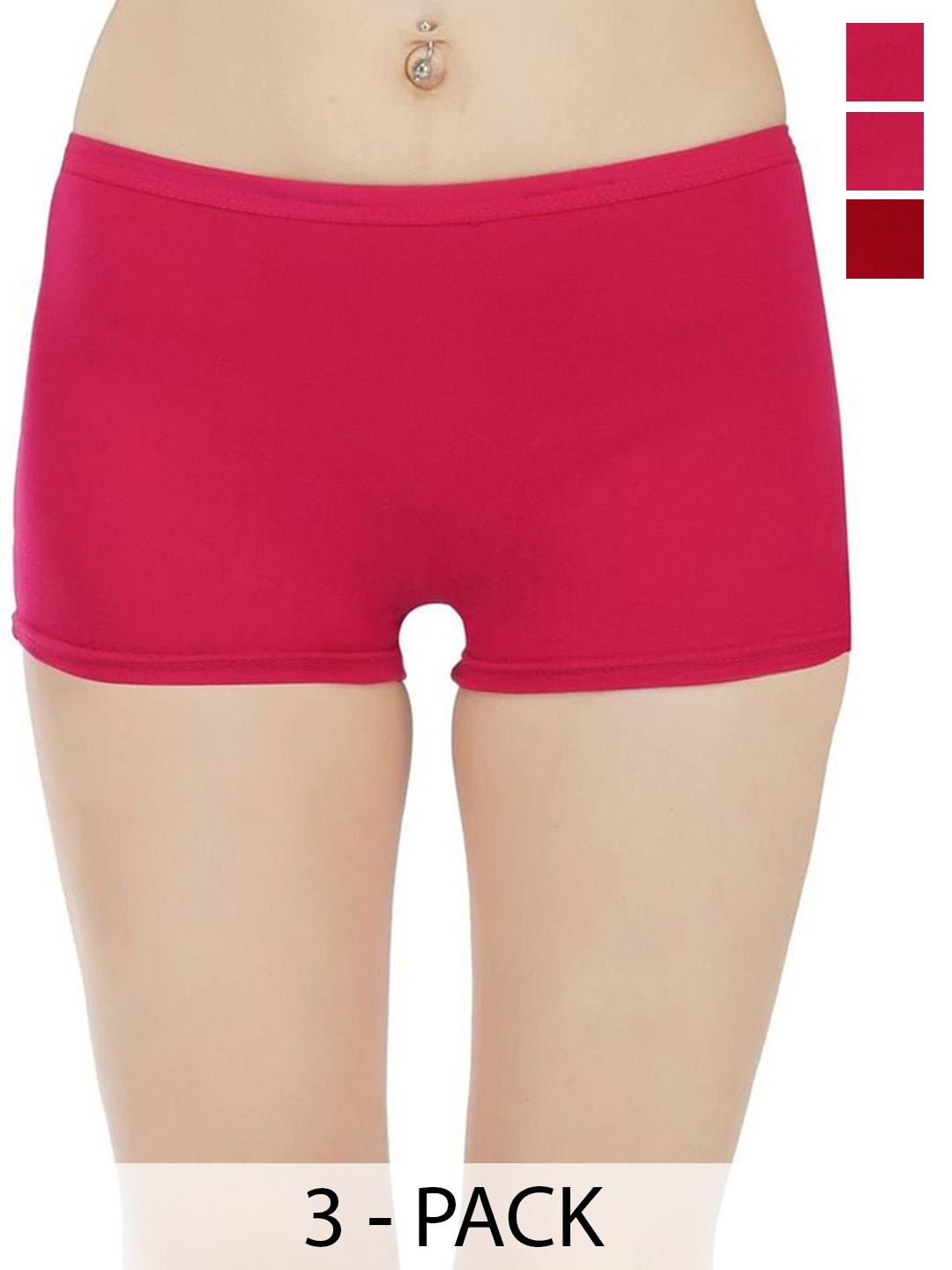 

arLa APPAREL Pack Of 3 Pure-Cotton Boyshort Briefs (P3)_BoyShort-Red_Maroon_red