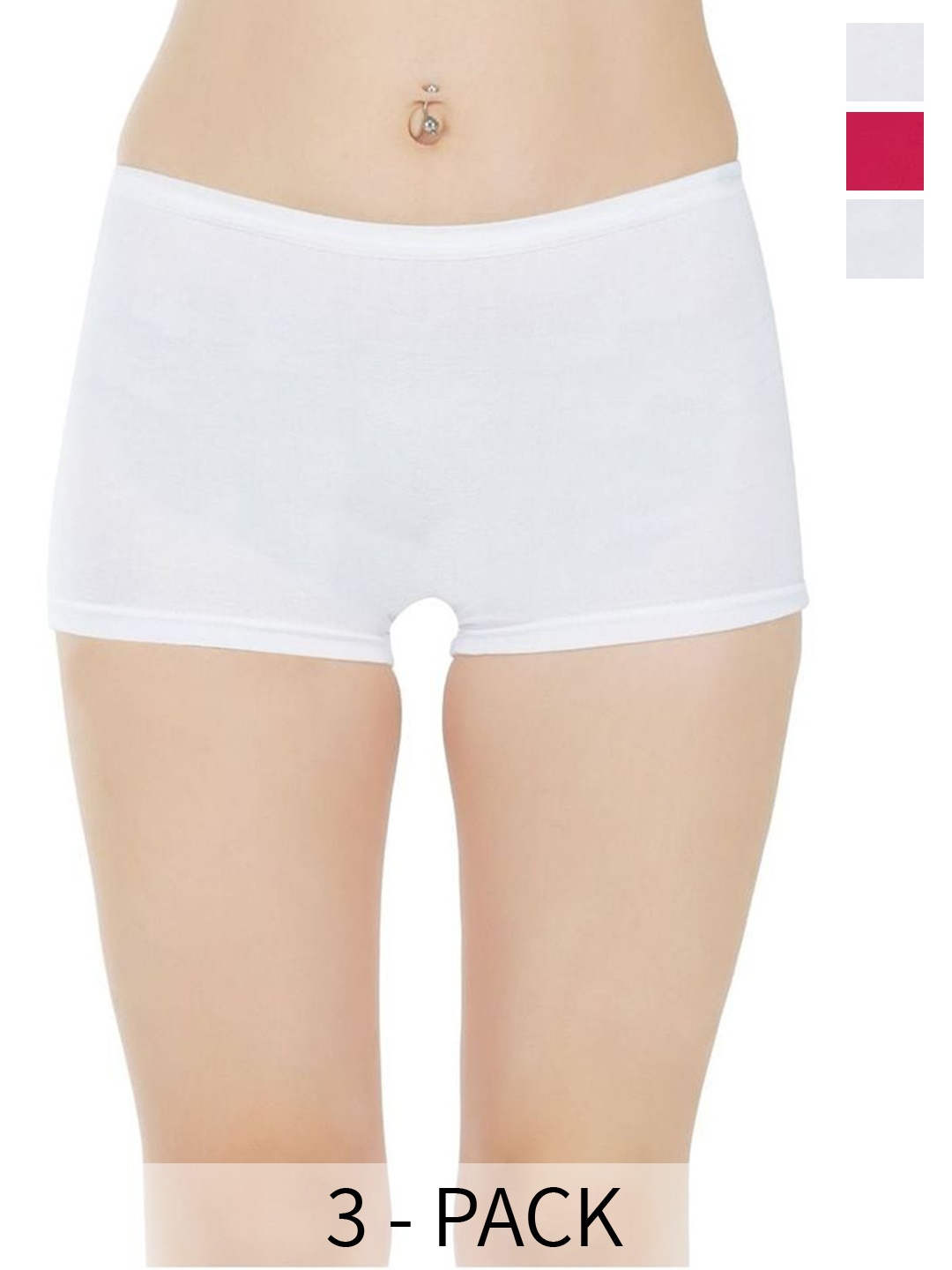 

arLa APPAREL Pack Of 3 Stretchy Pure Cotton Boy Shorts Briefs, Red