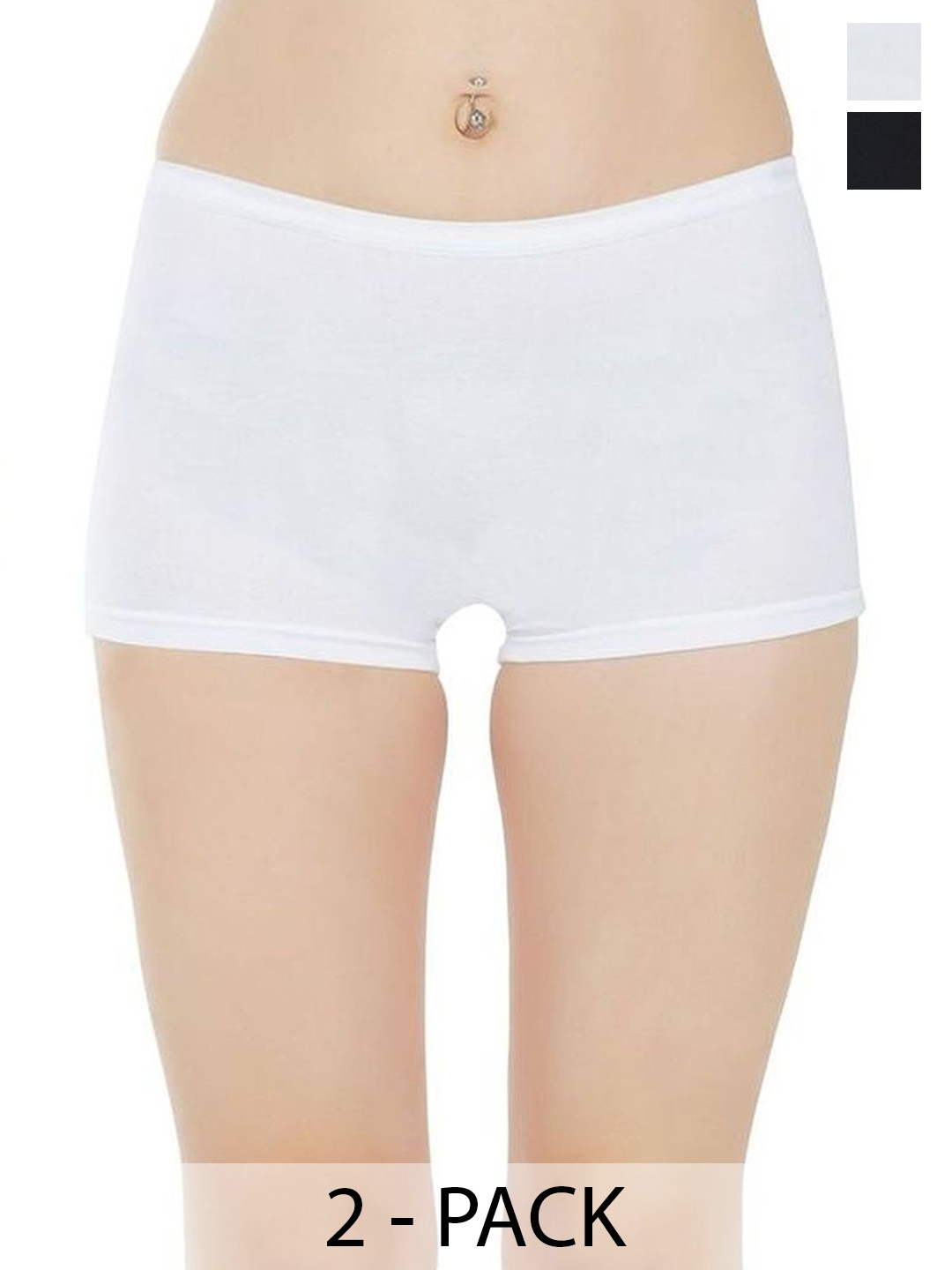 

arLa APPAREL Pack Of 2 Seamless Pure Cotton Boyshorts (P2)_BoyShort-Black_White