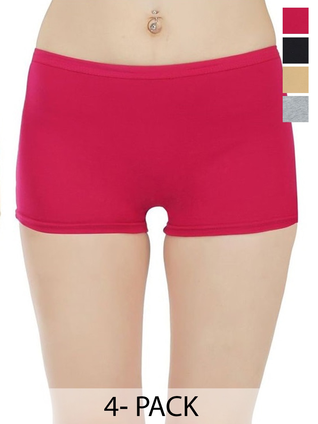 

arLa APPAREL Pack Of 4 Seamless Pure-Cotton Boyshorts Briefs, Beige