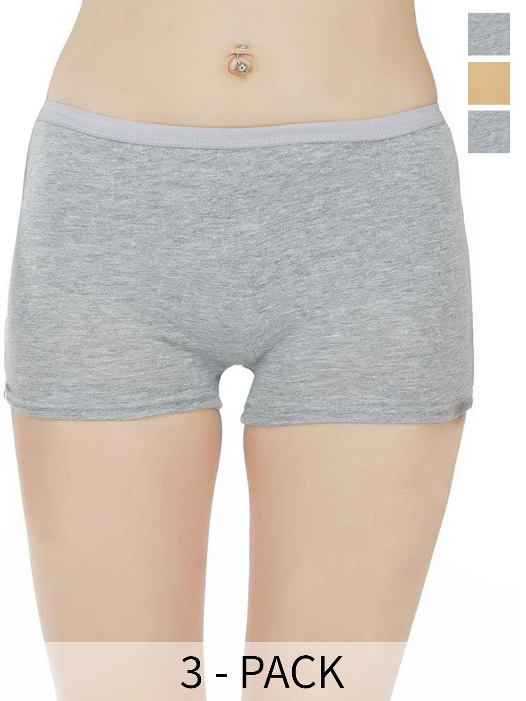 

arLa APPAREL Women Pack Of 2 Pure Cotton Mid-Rise Boy Shorts Briefs, Beige