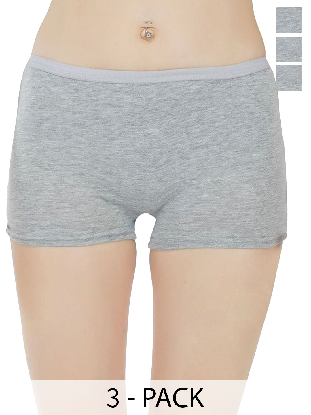 

arLa APPAREL Pack Of 3 Pure Cotton Boy Shorts Briefs, Grey
