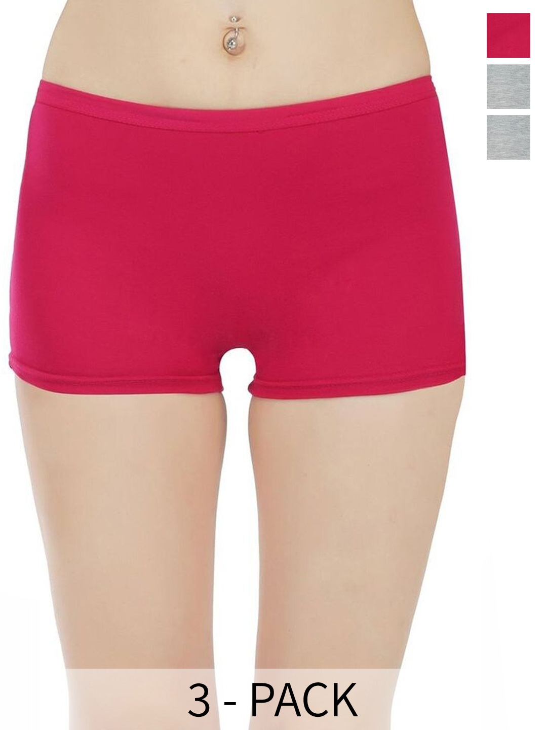 

arLa APPAREL Women Pack Of 6 Pure Cotton Mid-Rise Boy Shorts Briefs, Grey