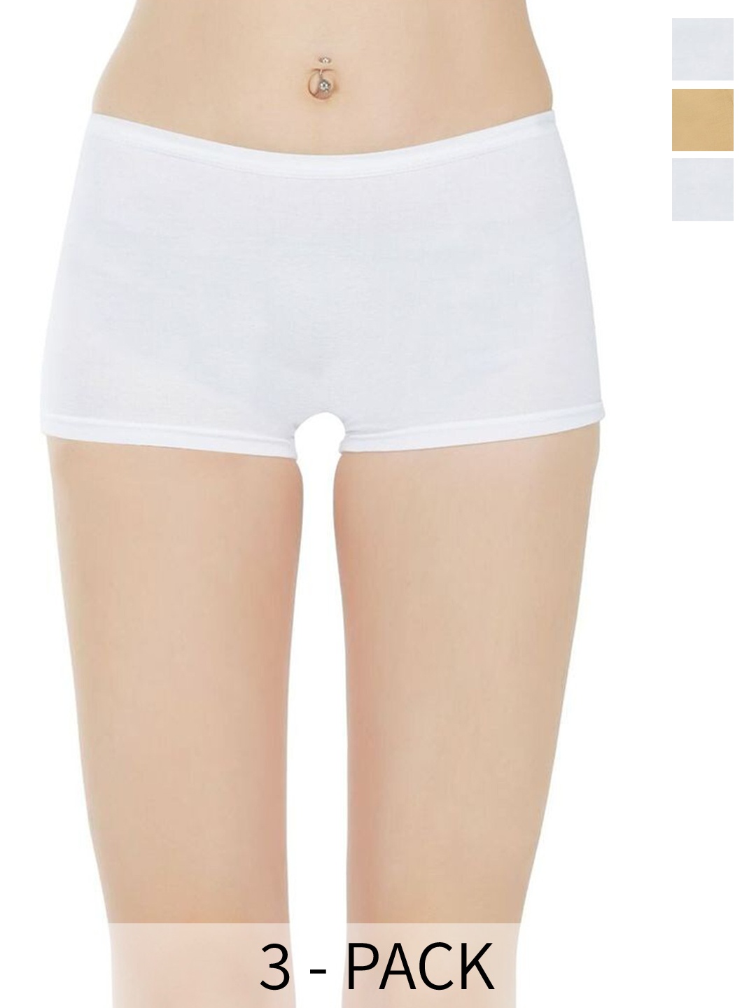 

arLa APPAREL Women Pack Of 3 Pure Cotton Mid-Rise Boy Shorts Briefs, Beige