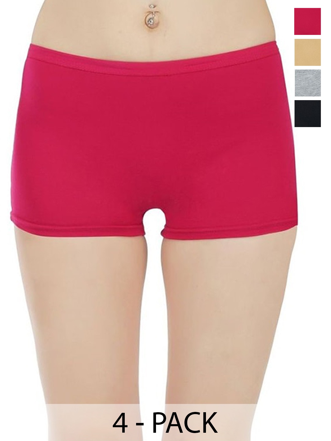 

arLa APPAREL Pack of 4 Pure Cotton Boyshorts Briefs, Maroon