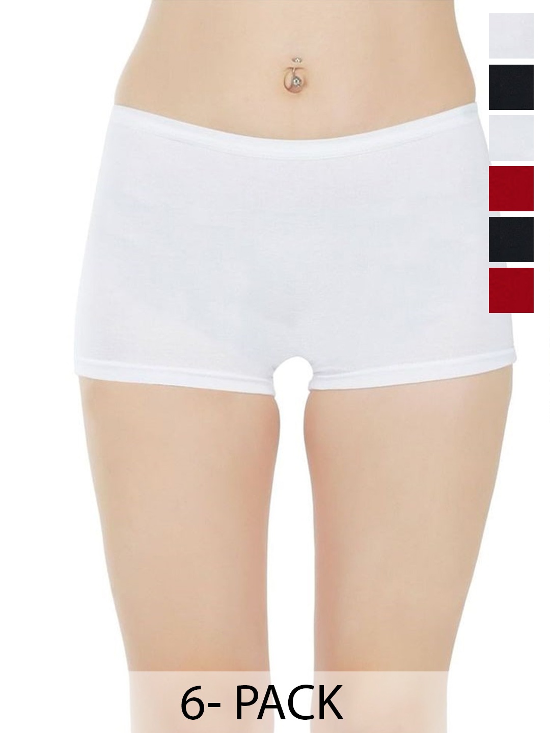 

arLa APPAREL Pack of 6 Pure Cotton Boyshorts Briefs, Black