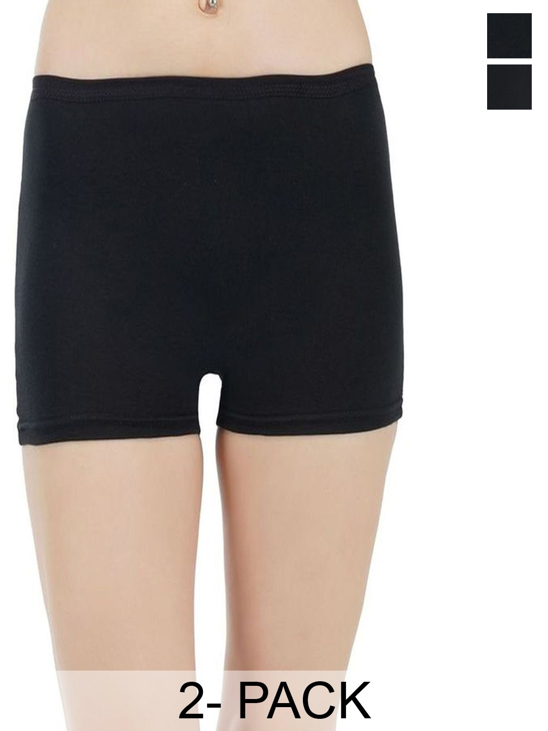 

arLa APPAREL Pack of 2 Pure Cotton Boyshorts Briefs, Black
