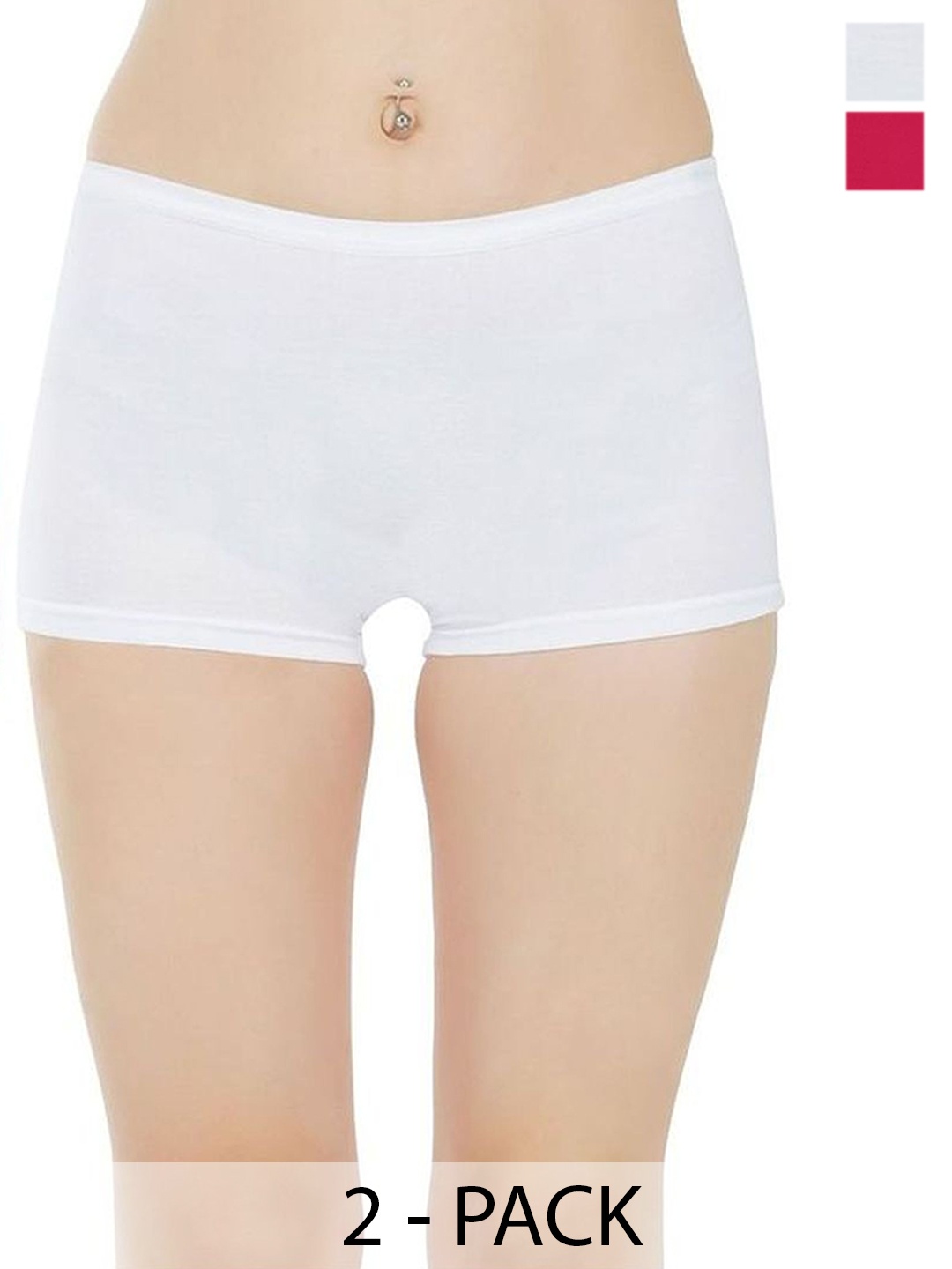 

arLa APPAREL Pack of 2 Pure Cotton Boyshorts Briefs, White