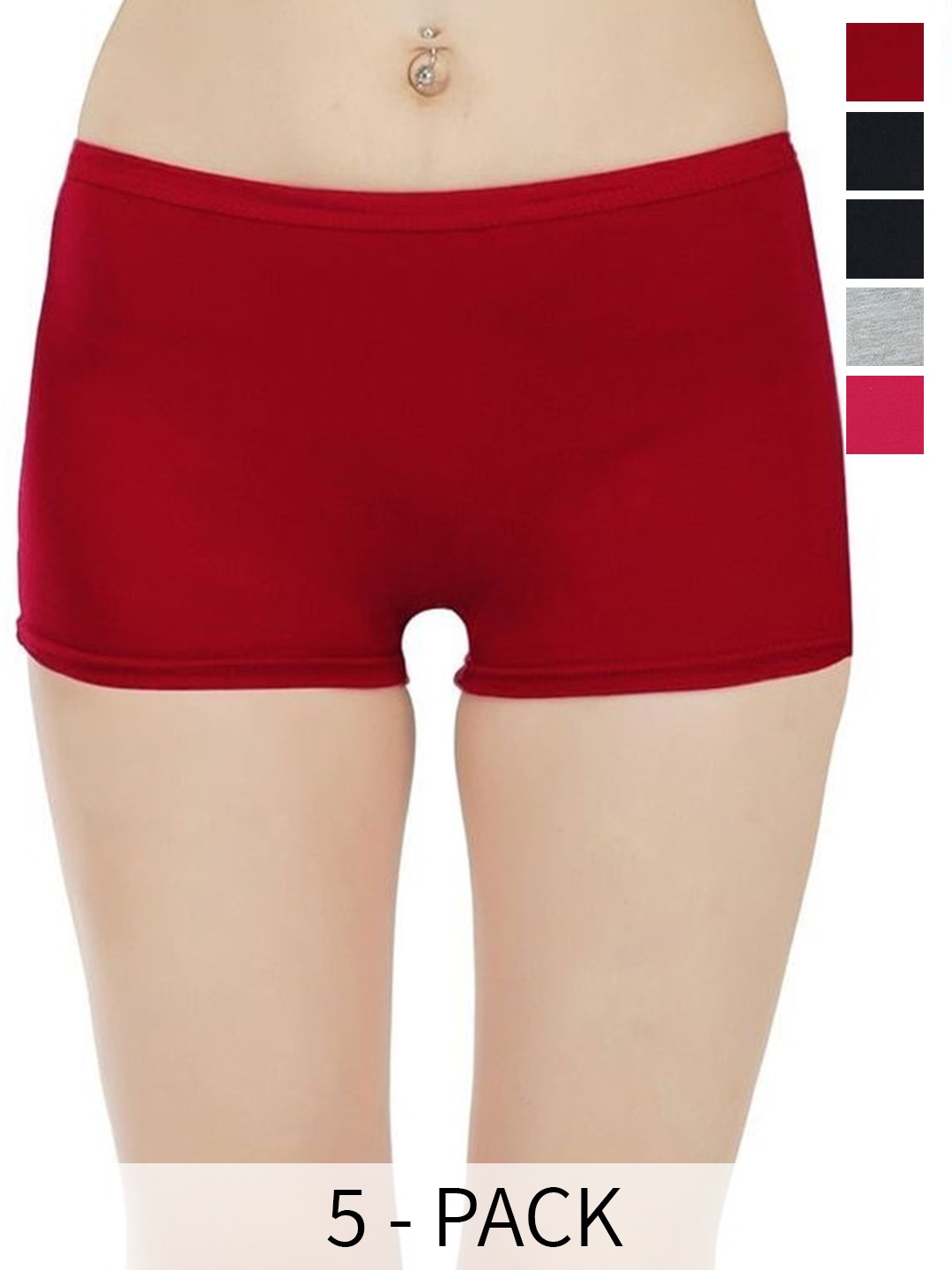 

arLa APPAREL Pack of 5 Pure Cotton Boyshorts Briefs, Pink