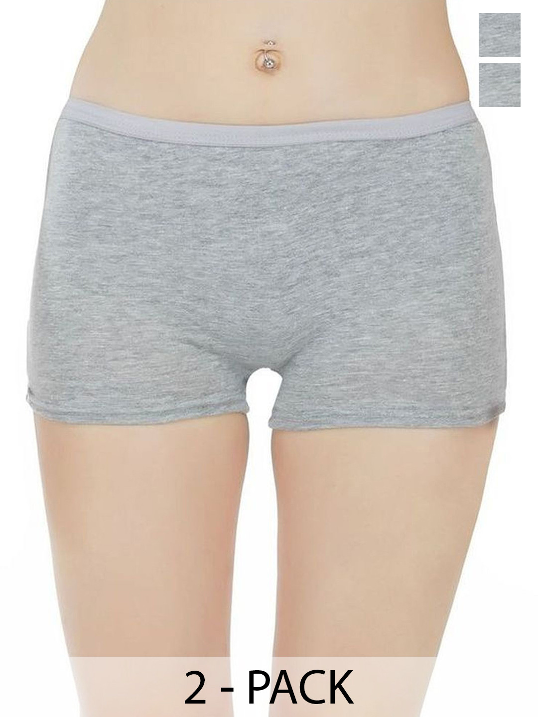 

arLa APPAREL Pack of 2 Pure Cotton Boyshorts Briefs, Grey