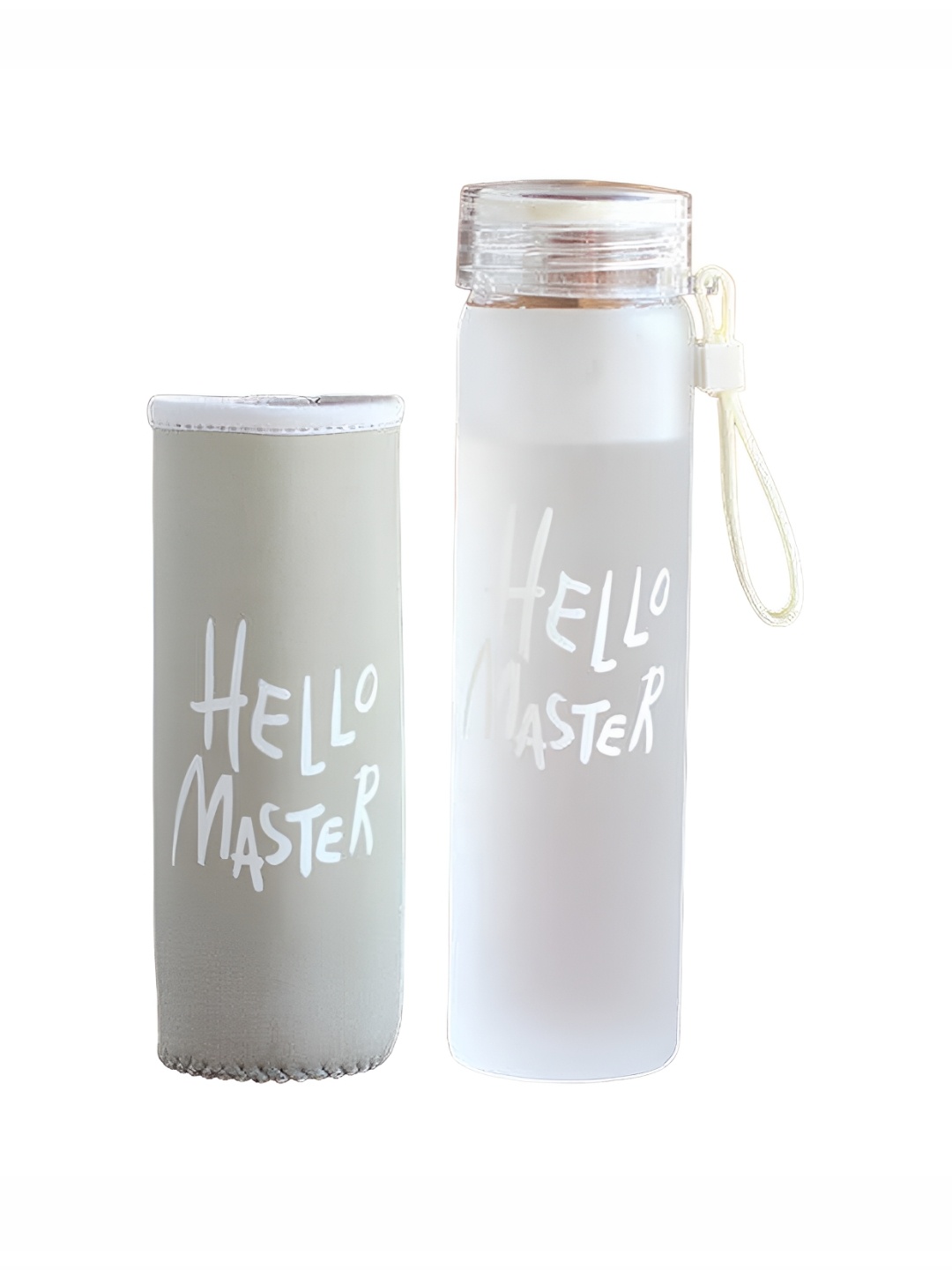 

WELOUR Transparent & Grey Printed Glass Water Bottle 450 ml