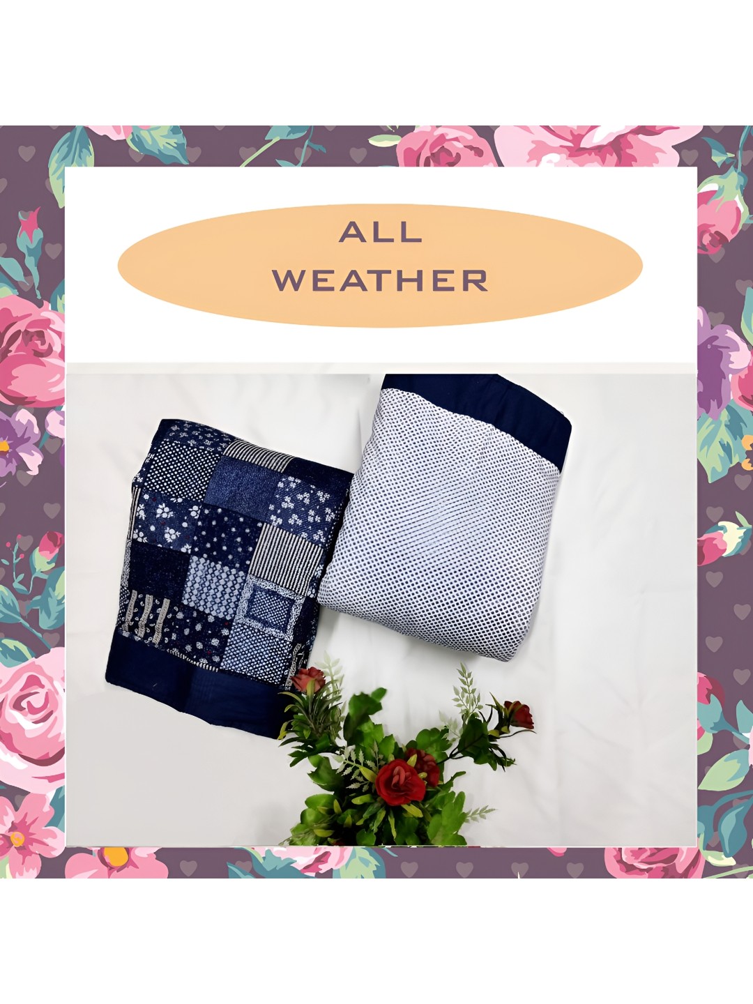 

ELAN DREAMS Blue & Grey Geometric Cotton AC Room 110 GSM Double Bed Dohar