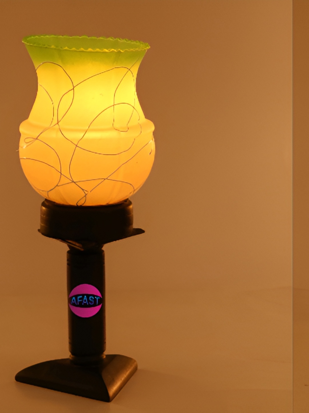 

Afast Printed Wood Contemporary Abstract Shaped Table Lamp, Multi