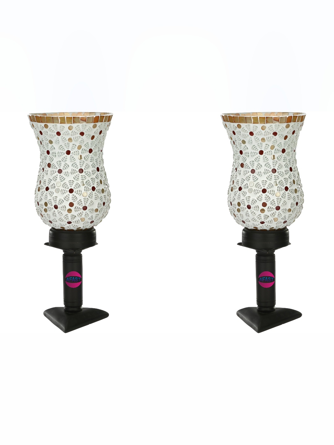 

Afast White 2Pcs Printed Wooden Traditional Bell Shaped Table Lamp with Adjustable Cord