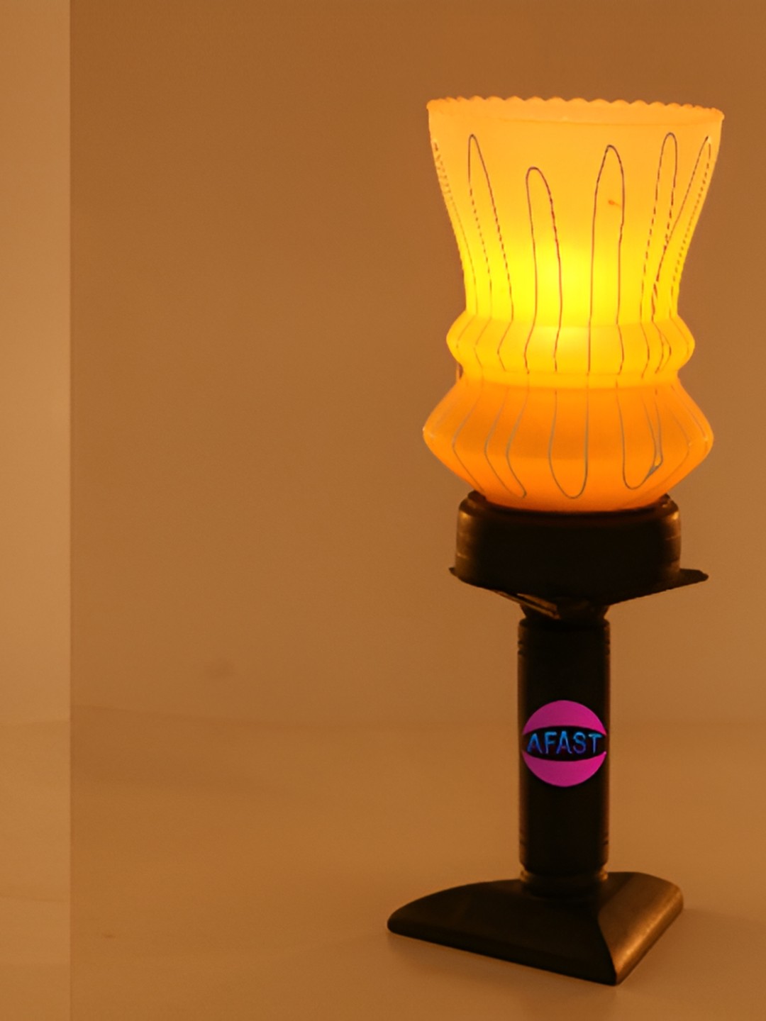 

Afast Yellow & Black 2Pcs Textured Wooden Adjustable Cord Table Lamp