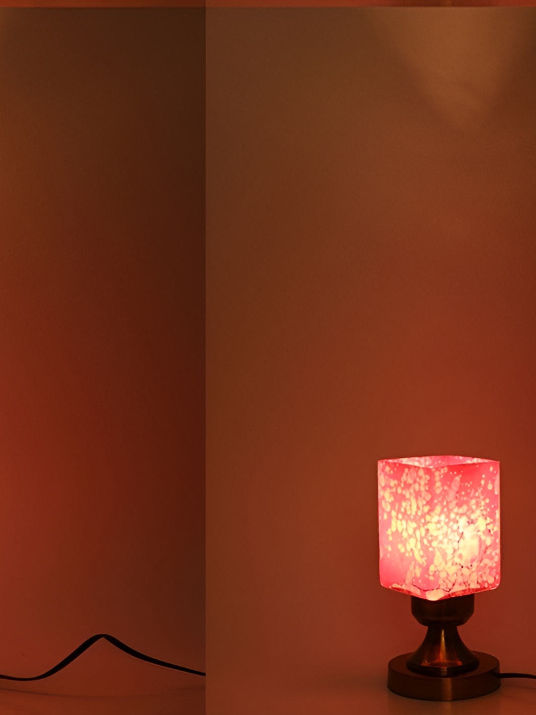Afast White & Pink Colourblocked Metal Table Lamp