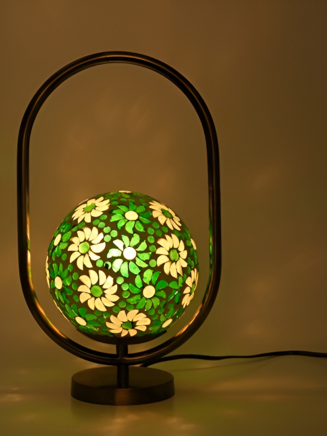 

Afast Green & White Textured Metal Table Lamp With Adjustable Cord
