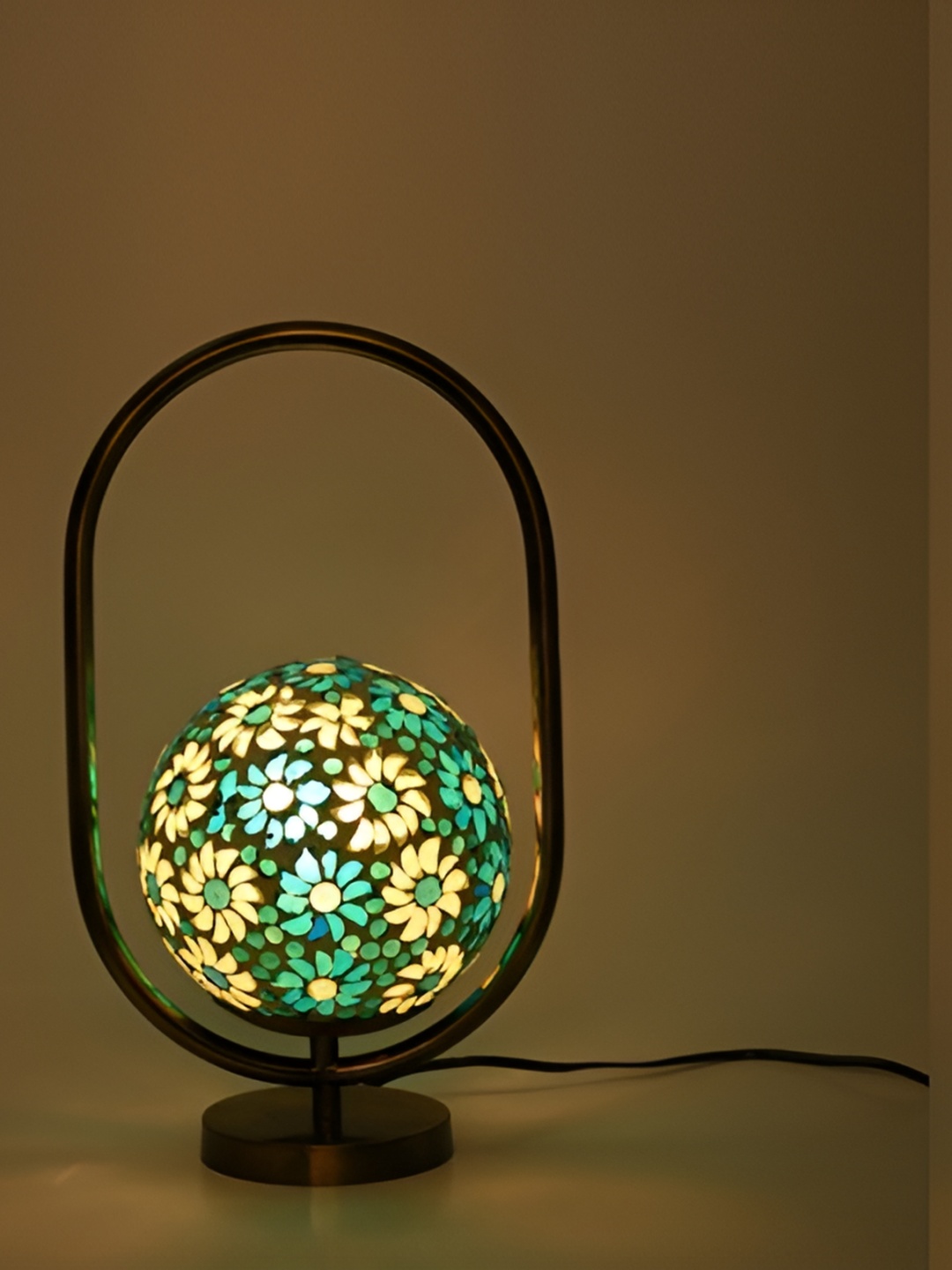 

Afast Green & White Textured Metal Contemporary Table Lamp