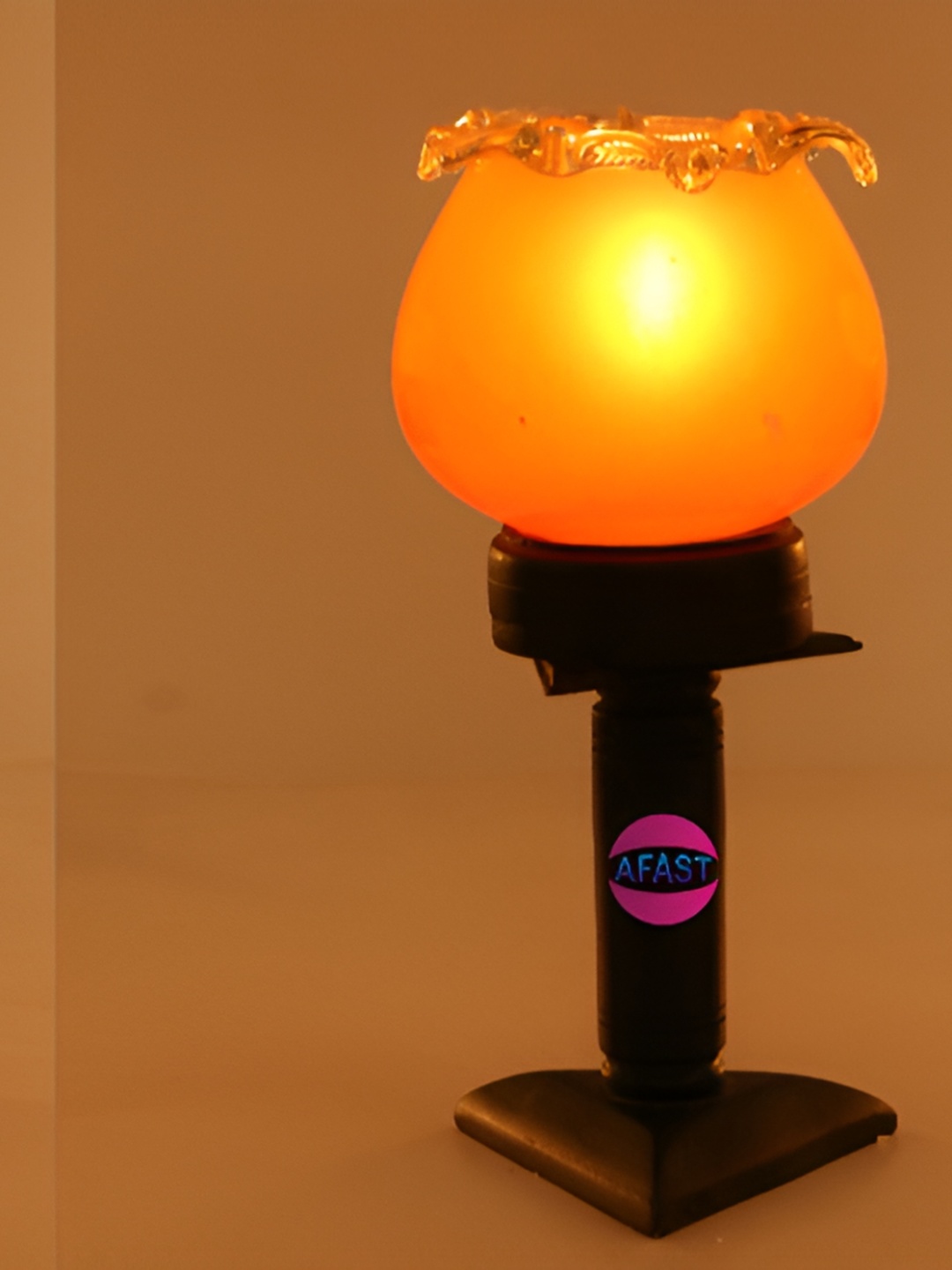 

Afast Orange & Black 2Pcs Textured Wooden Adjustable Cord Table Lamp