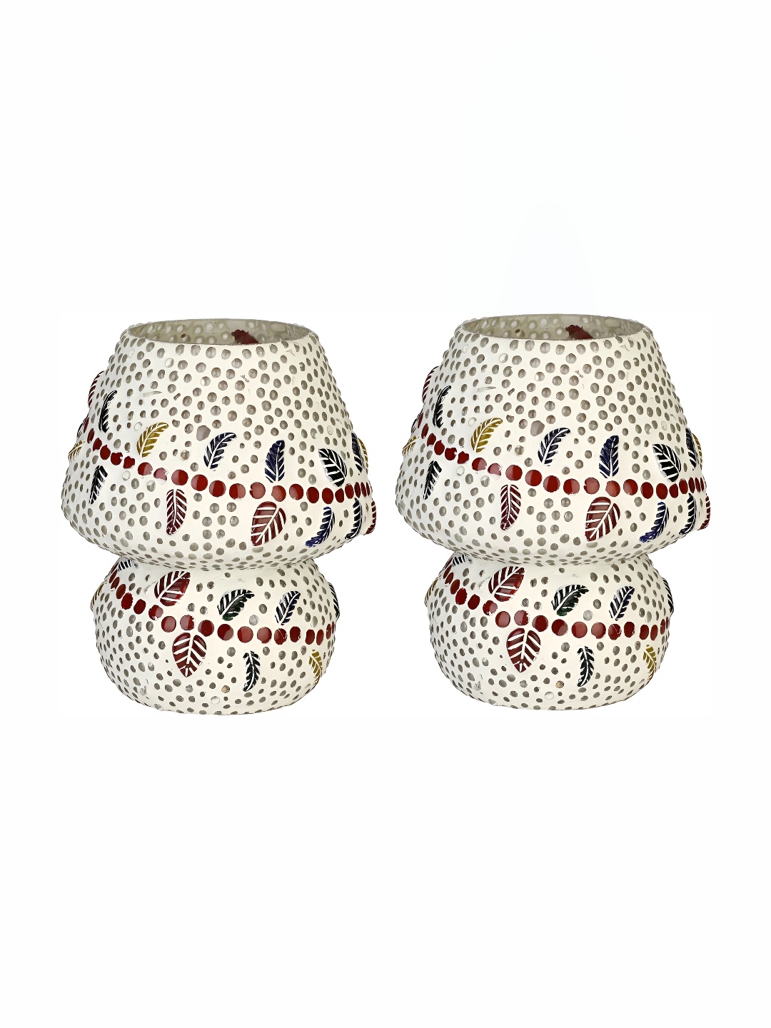Afast White & Red 2 Pieces Abstract Shaped Glass Table Lamp