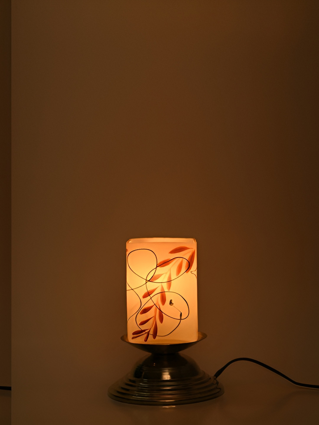 

Afast White 2 Pcs Printed Square Metal Table Lamps with Adjustable Cord