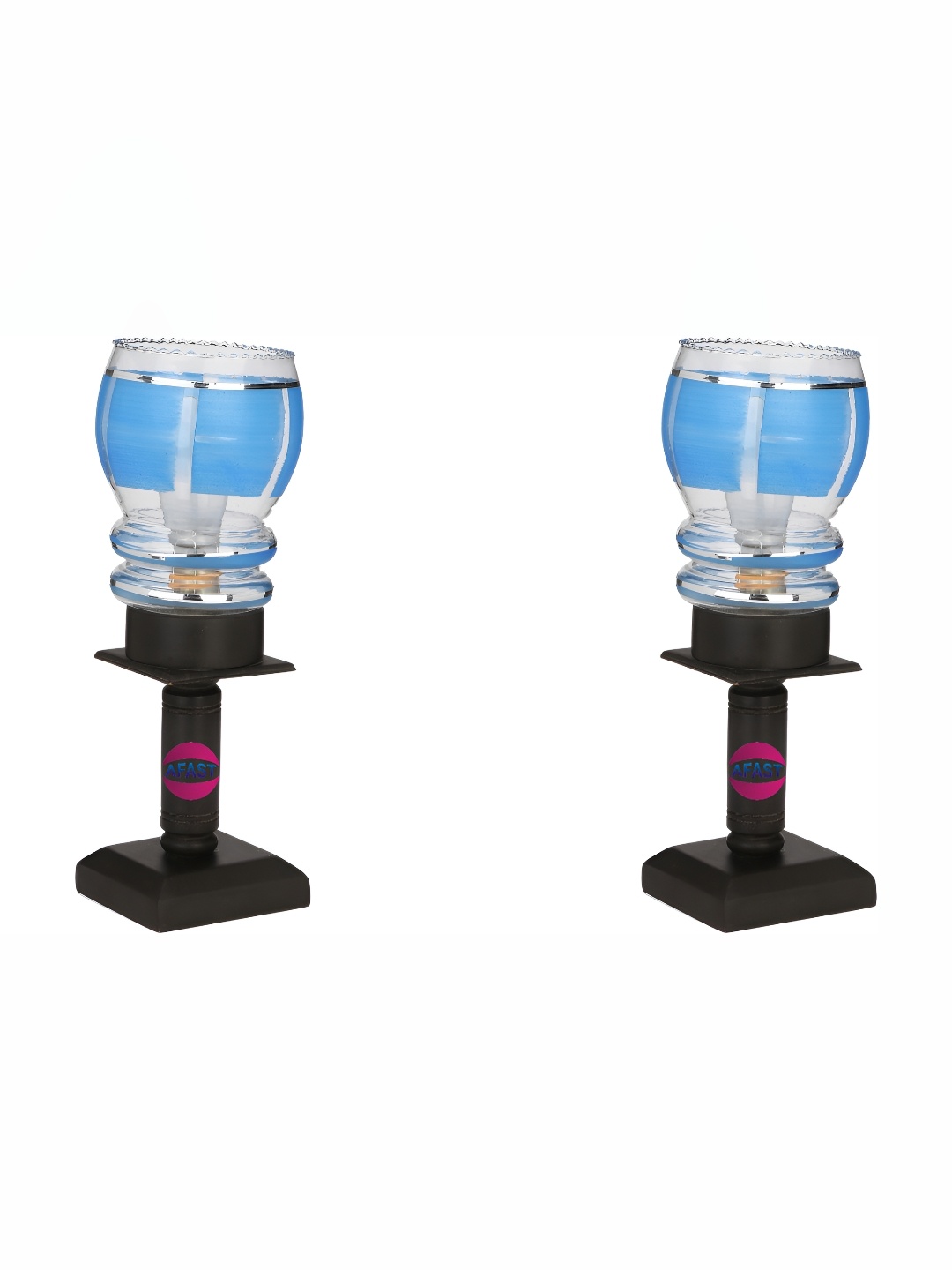 

Afast 2 Pcs Blue Printed Glass Contemporary Table Lamps With Adjustable Cord