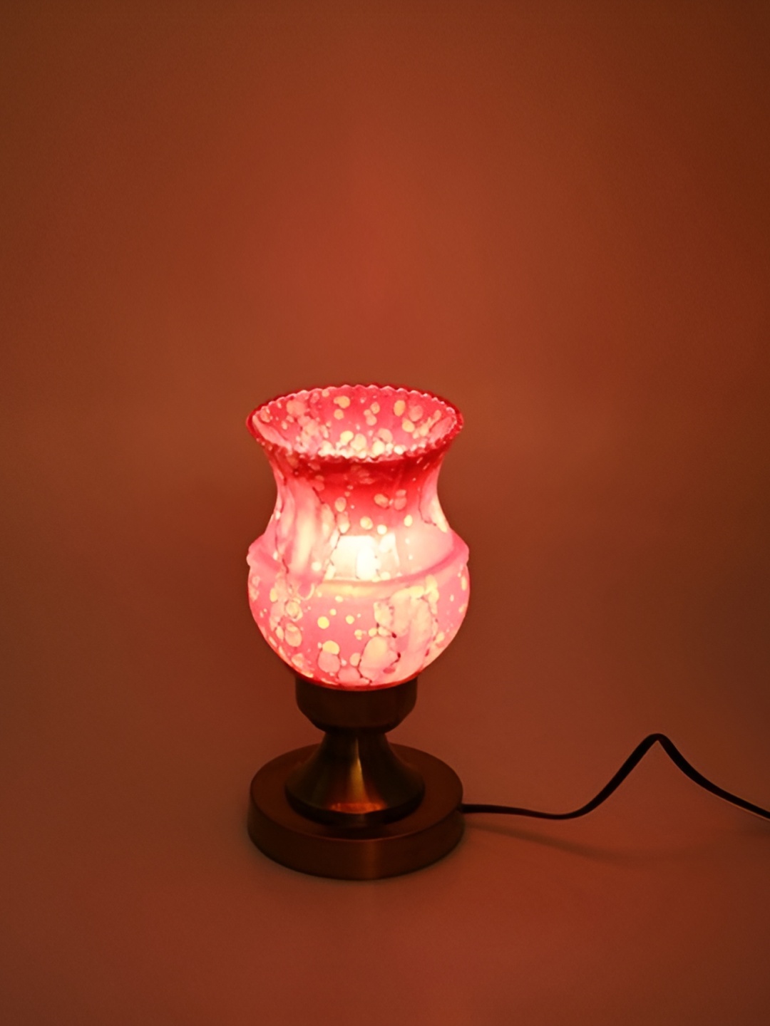 

Afast Pink & Brown Printed Abstract Shaped Metal Table Lamp with Adjustable Cord