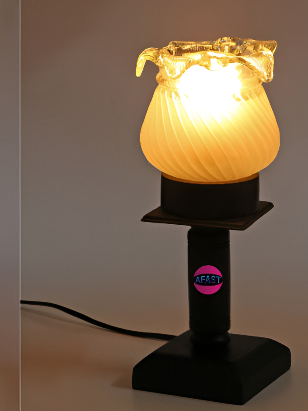 

Afast Textured Wood Contemporary Abstract Shaped Table Lamp, Multi