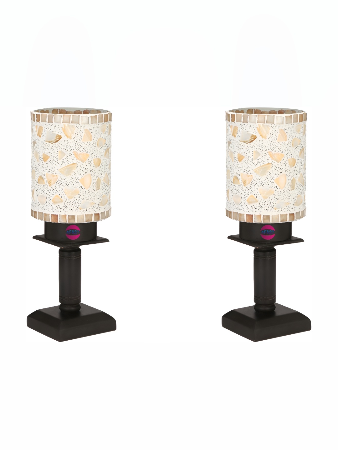 

Afast White & Beige 2Pcs Textured Wooden with Adjustable Cord Table Lamp