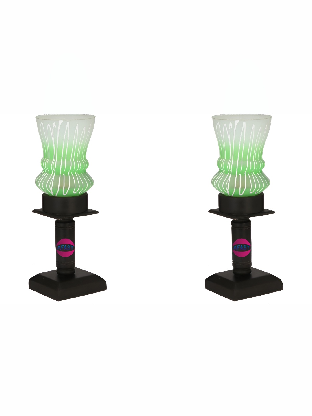 

Afast White & Green 2Pcs Textured Wooden with Adjustable Cord Table Lamp