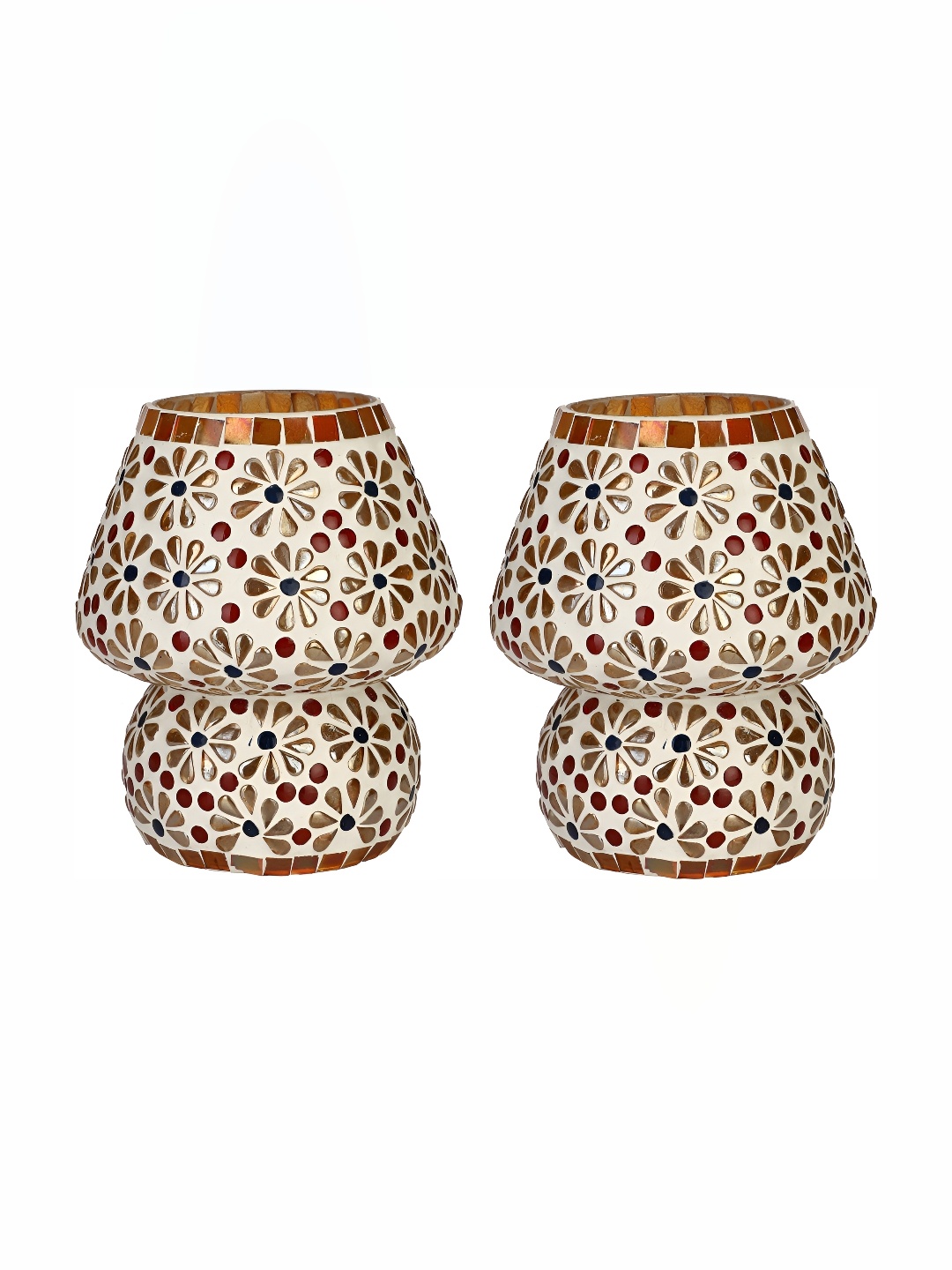Afast White & Red Textured Glass Contemporary Table Lamp