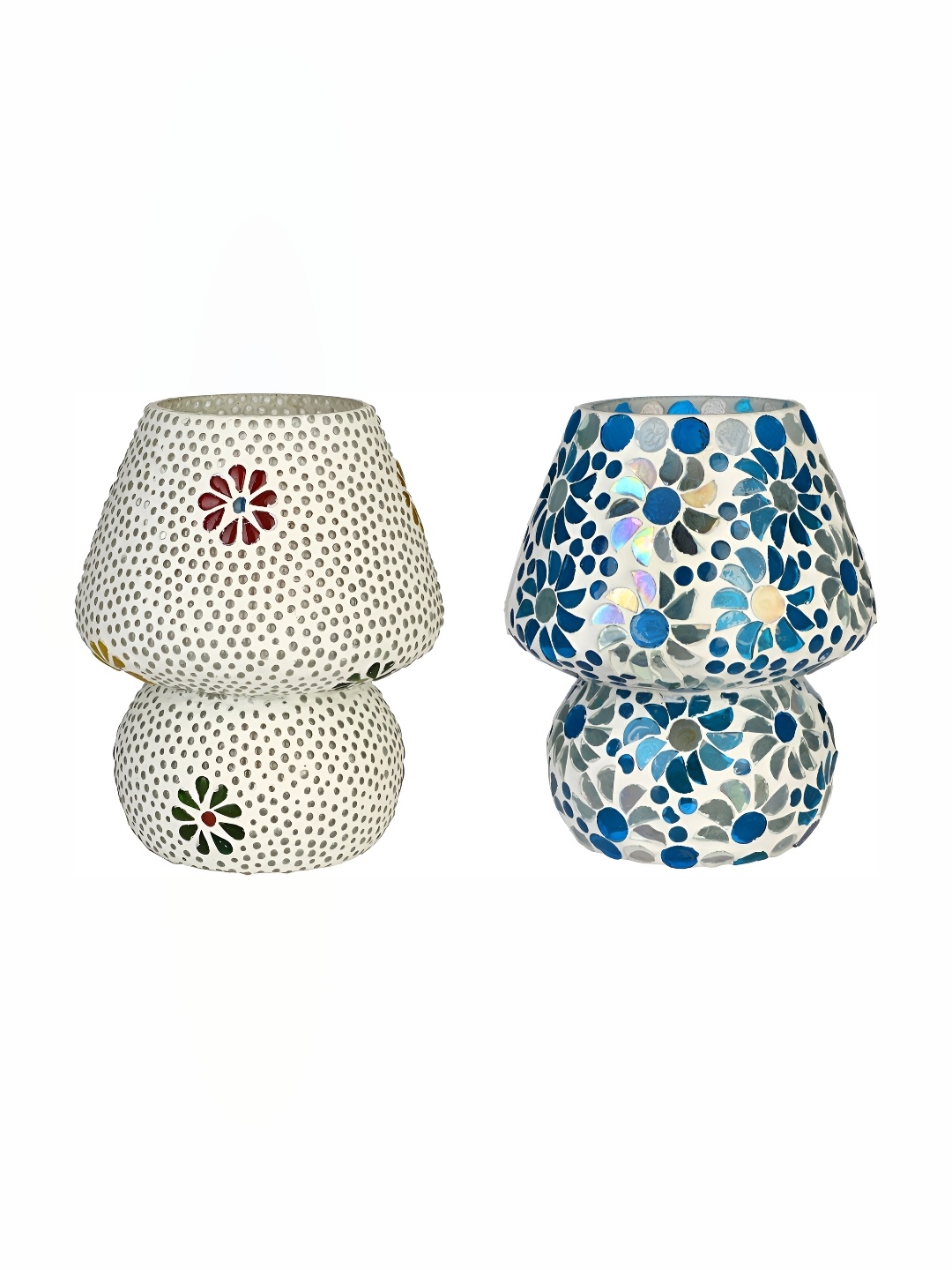 

Afast White & Blue 2 Pieces Textured Glass Table Lamp With Adjustable Cord