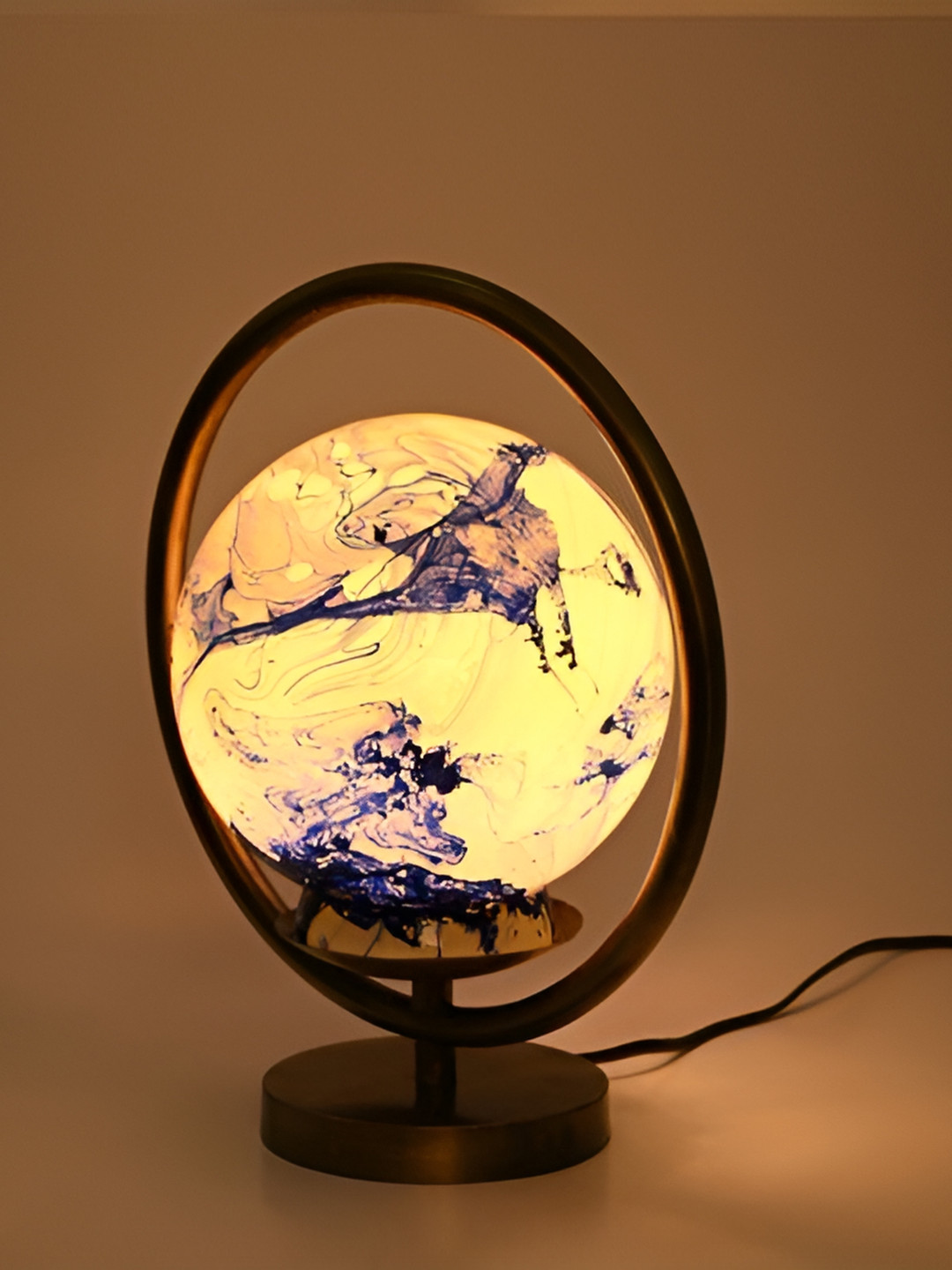 

Afast White & Blue 2 Pieces Printed Abstract Shaped Contemporary Glass Table Lamps