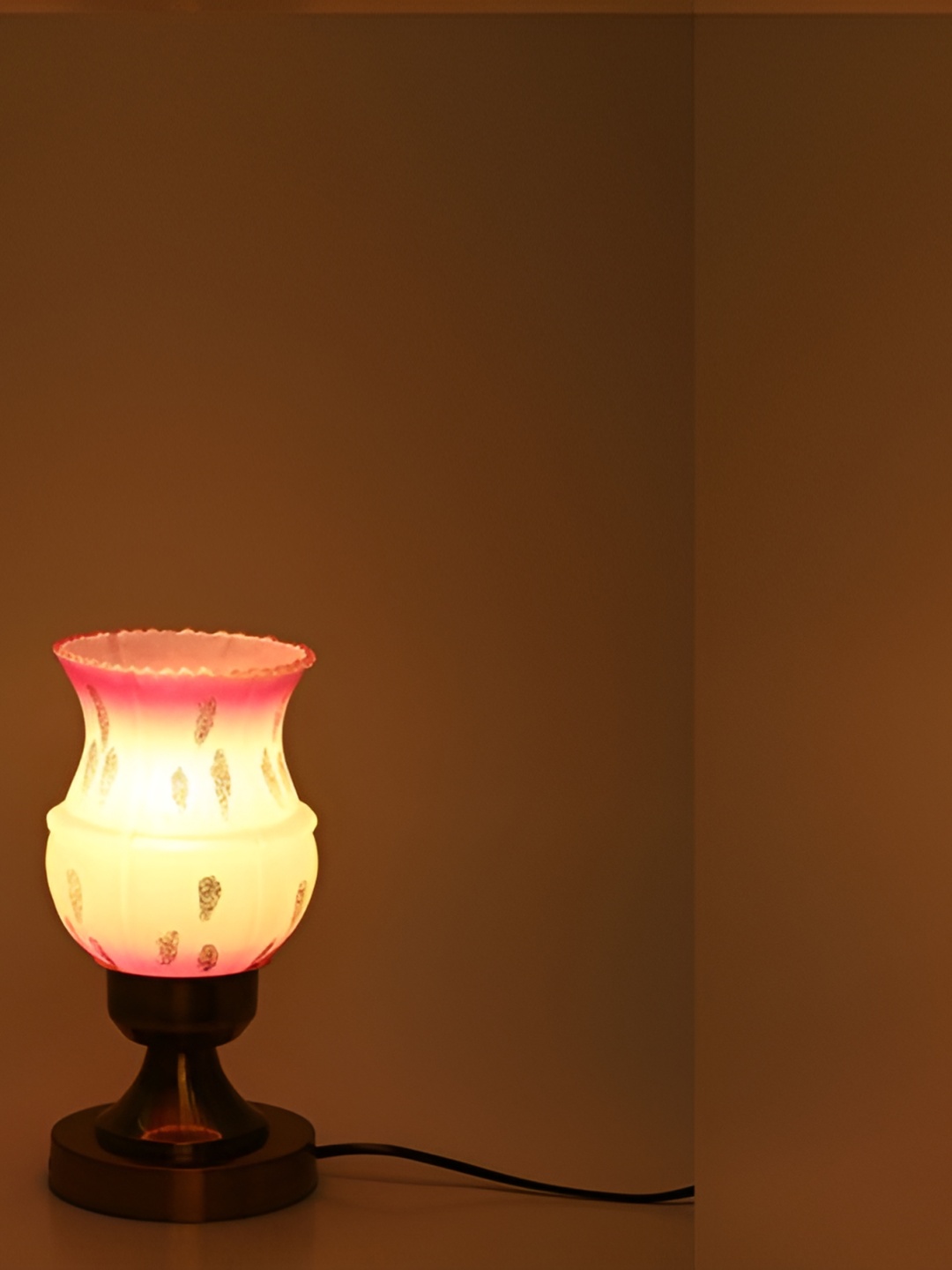 

Afast White Pink Colourblocked Bell Metal Table Lamp With Adjustable Cord