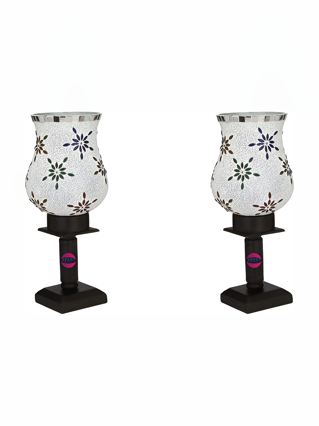 

Afast White & Blue Printed Wooden Quirky Abstract Shaped Table Lamp with Adjustable Cord