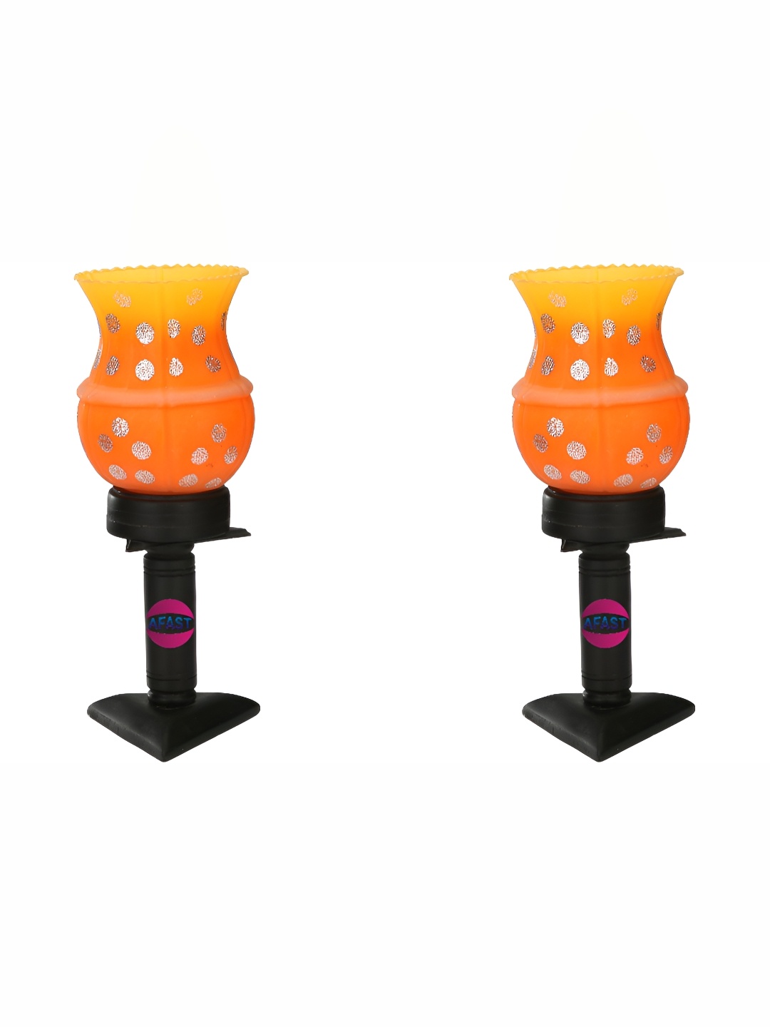 

Afast Orange & Black 2Pcs Printed Wood Quirky Abstract Table Lamp with Adjustable Cord
