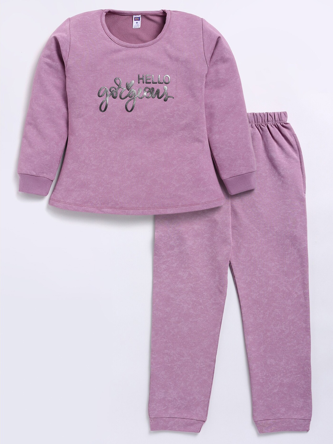 

Nottie Planet Girls Typography Printed T-shirt with Pyjamas, Pink