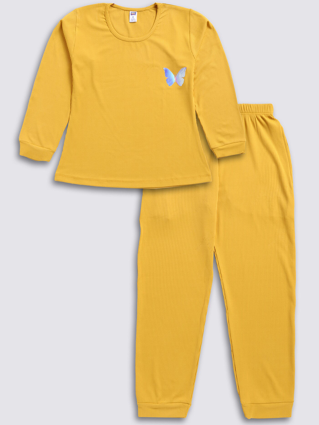 

Nottie Planet Girls Round Neck T-shirt with Pyjamas, Yellow