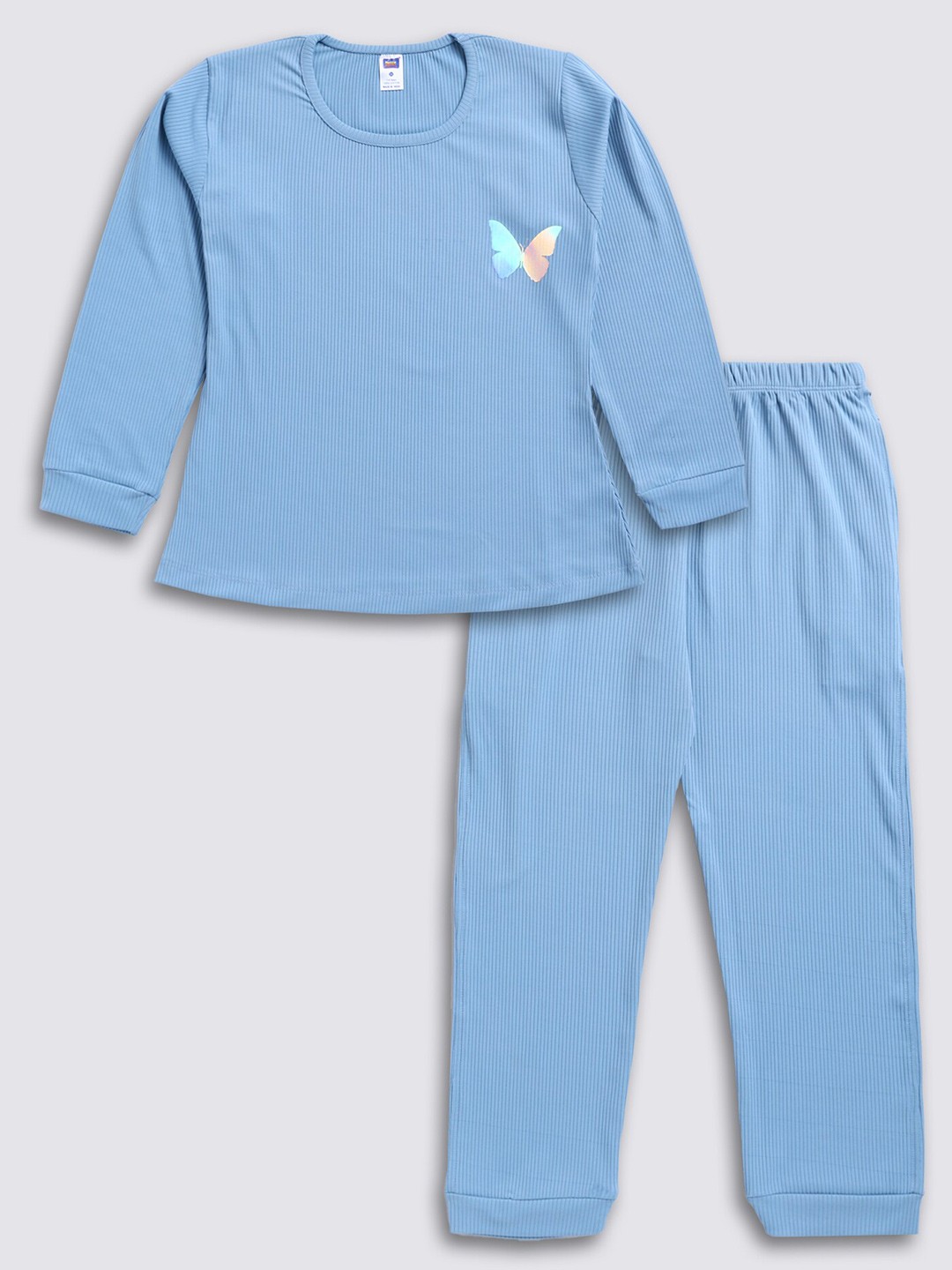 

Nottie Planet Girls Round Neck T-shirt with Pyjamas, Blue