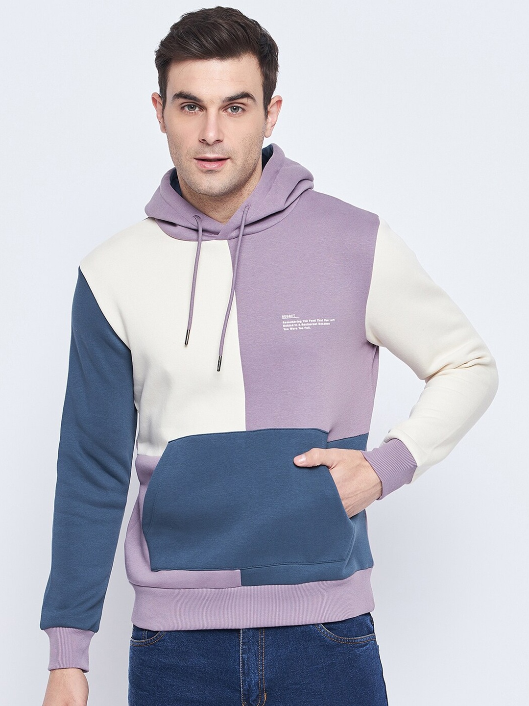 

CAMLA Colourblocked Hooded Pullover Sweatshirt, Mauve