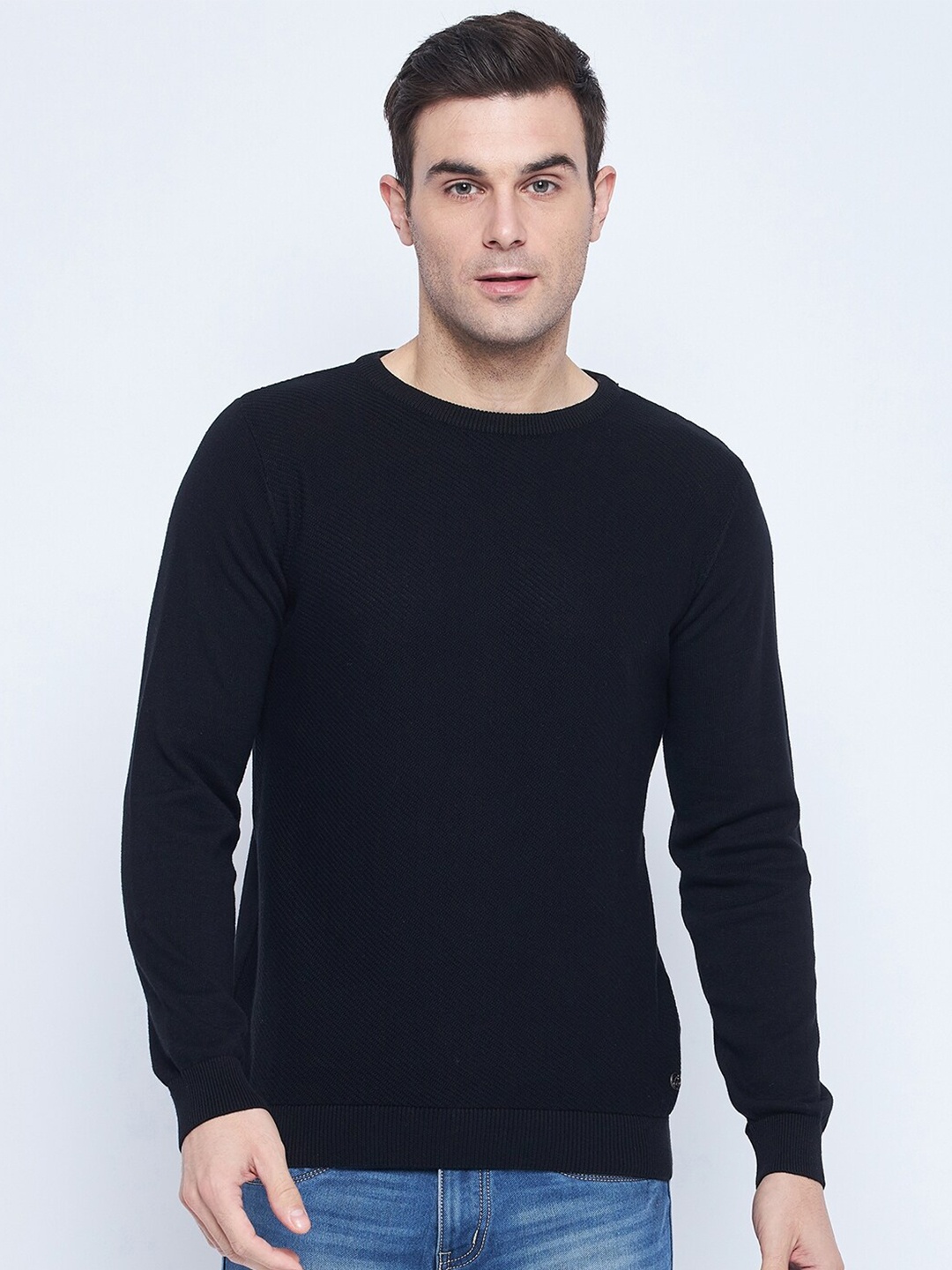 

CAMLA Round Neck Long Sleeves Acrylic Pullover Sweater, Black