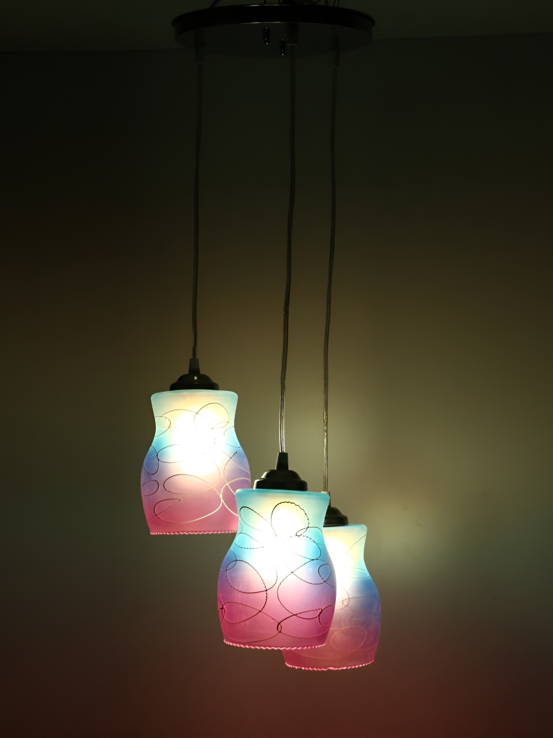 

Afast Blue & Purple Printed Abstract Shaped Ceiling Lamp