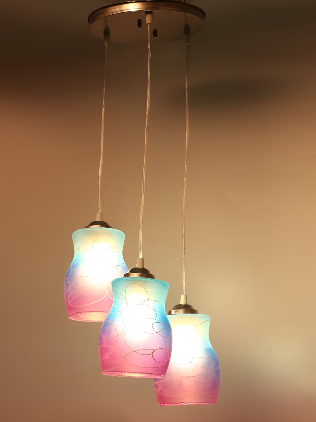 

Afast White & Pink Printed Glass Ceiling Lamp