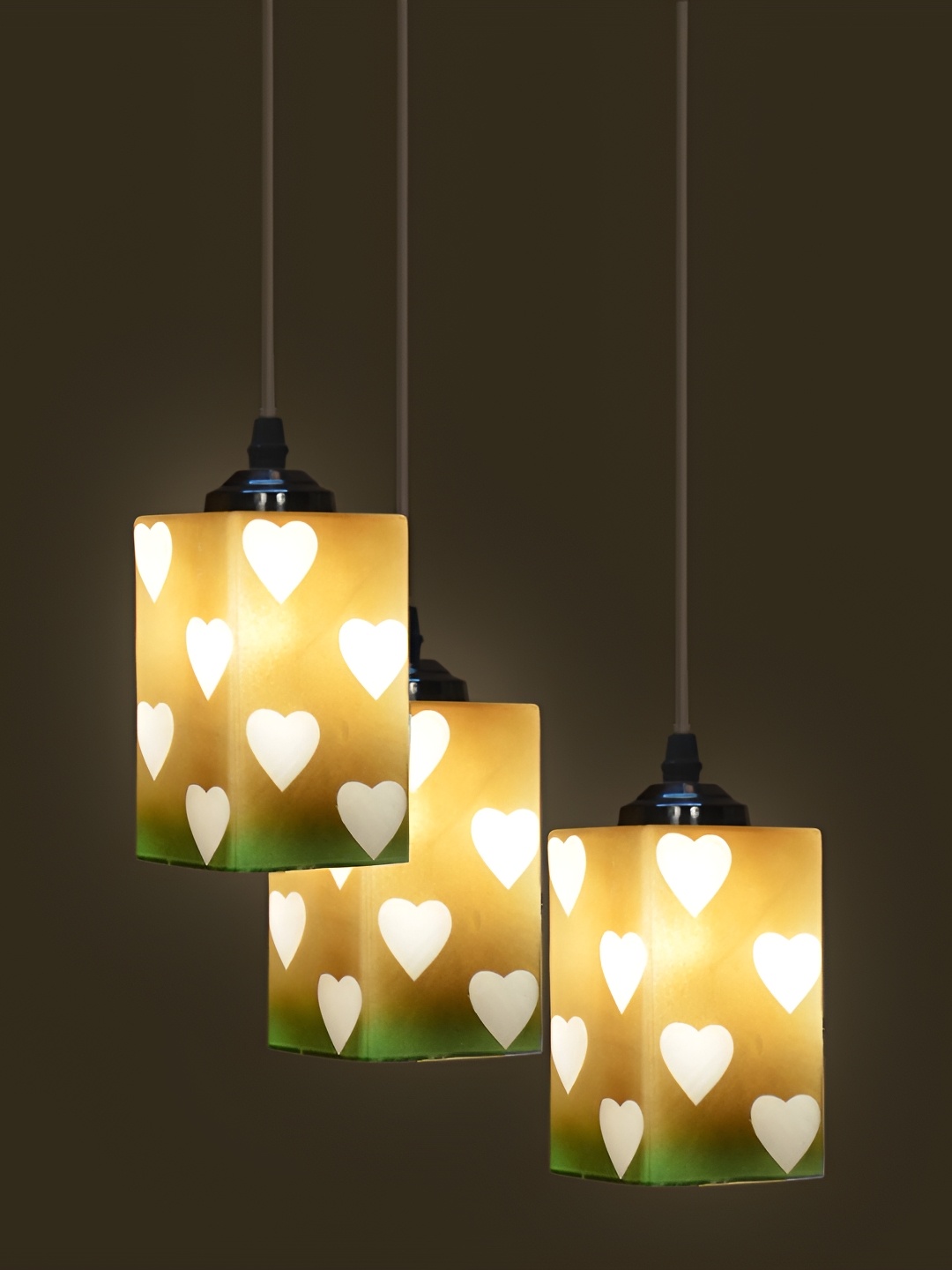 

Afast Brown Printed Rectangle Glass Hanging Pendant LED Compatible Ceiling Lamp