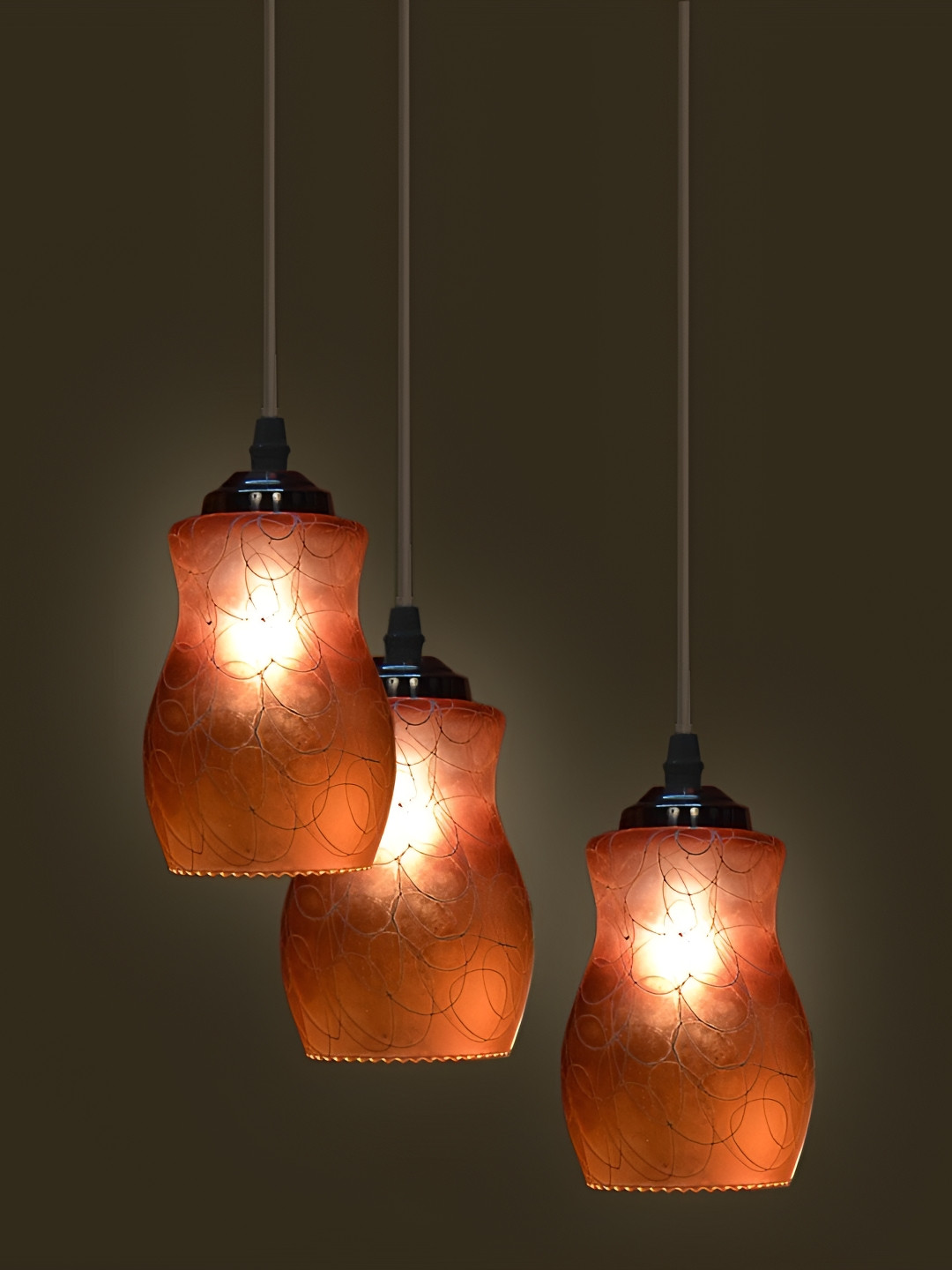 

Afast Brown Textured Bell Glass Hanging Pendant LED Compatible Ceiling Lamp