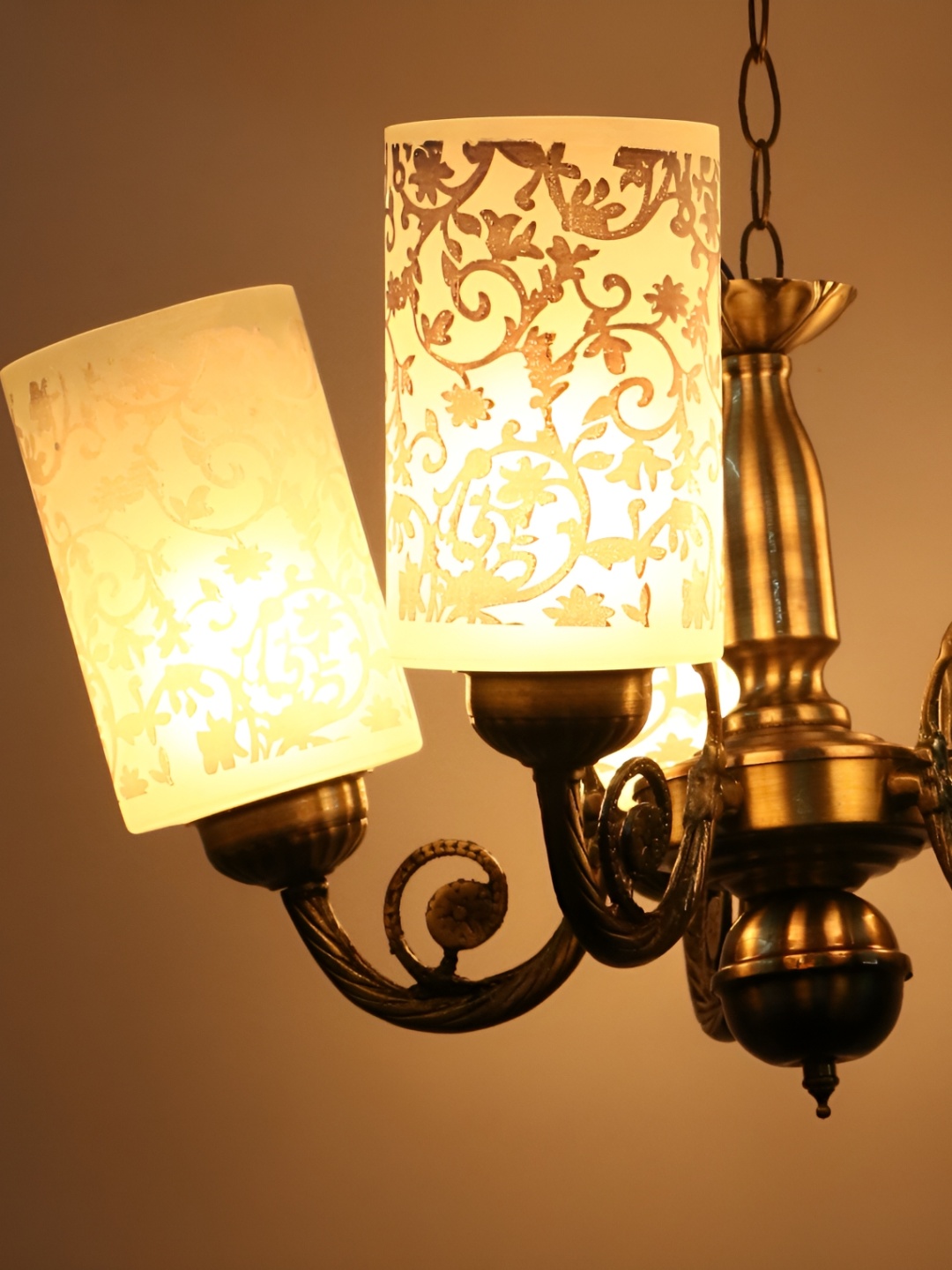 

Afast White & Brown Printed Glass Contemporary Ceiling Lamp