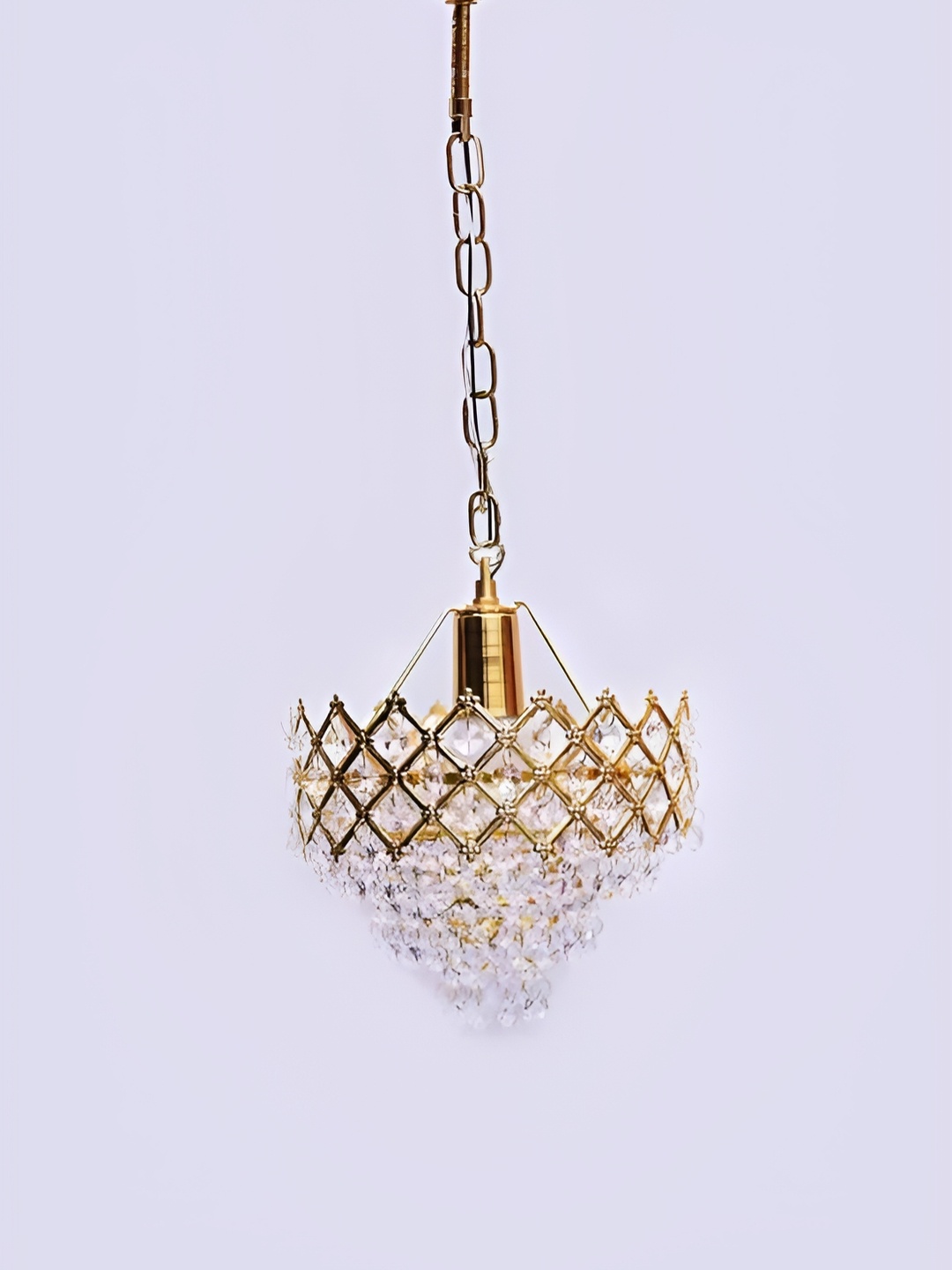 

Afast Gold Toned & Silver Toned Textured Abstract Shaped Glass Ceiling Lamp