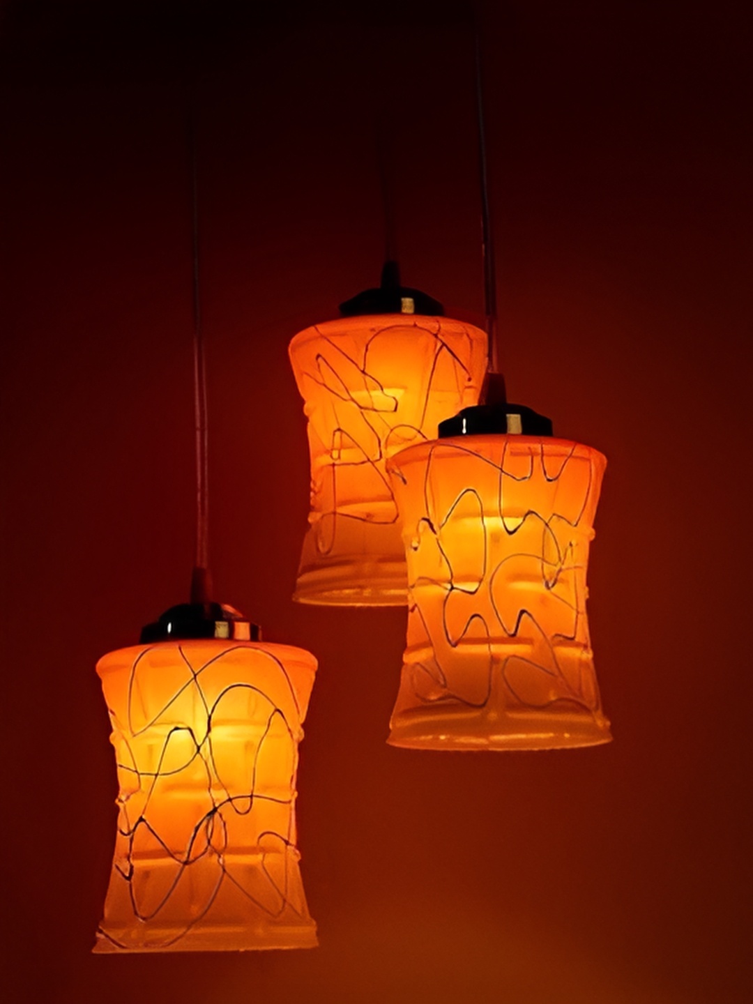 

Afast White & Orange Cylindrical Shaped Glass Ceiling Lamp